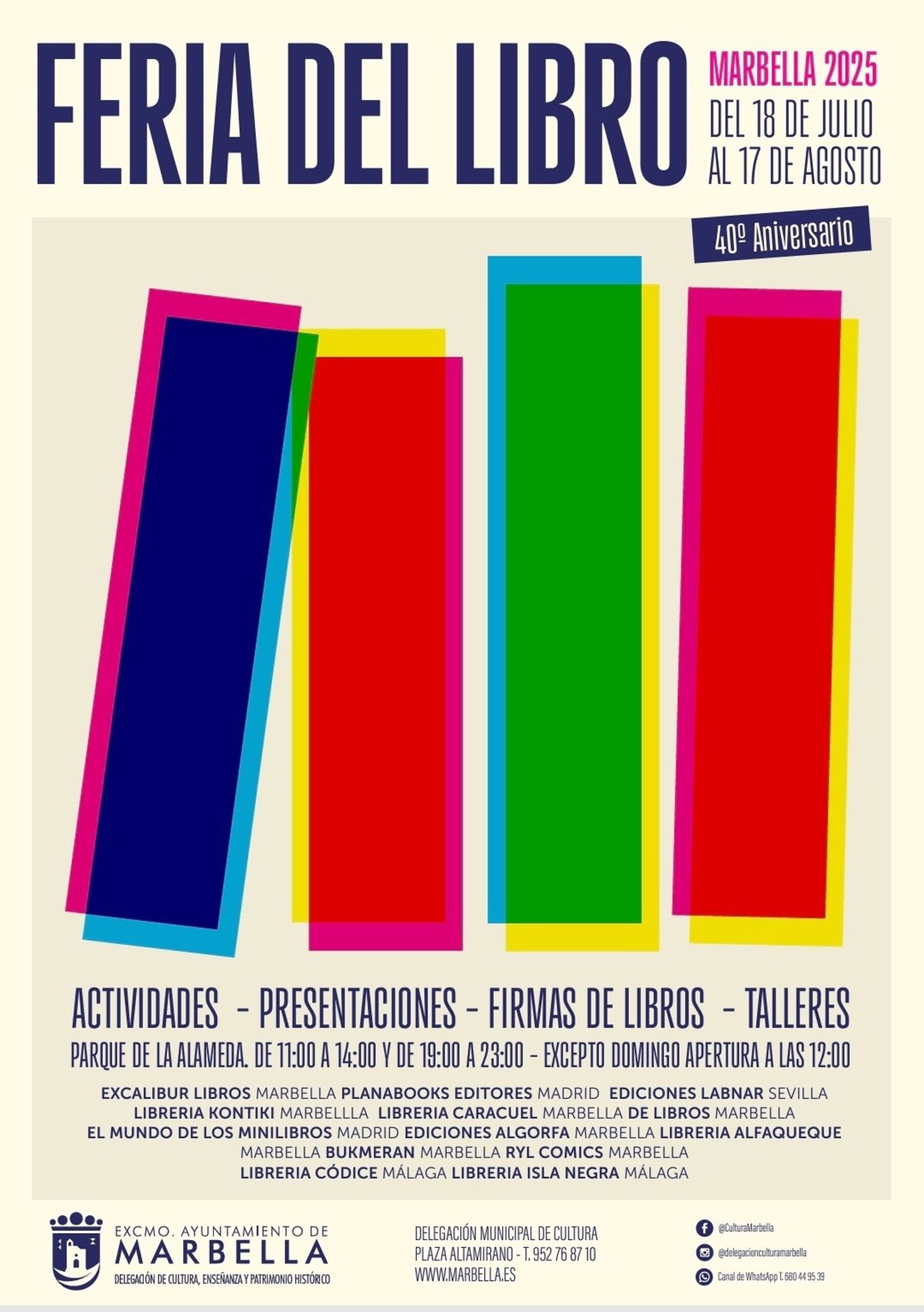 Marbella celebra el 40 aniversario de su Feria del Libro con una programación diversa y cerca de 30 invitados