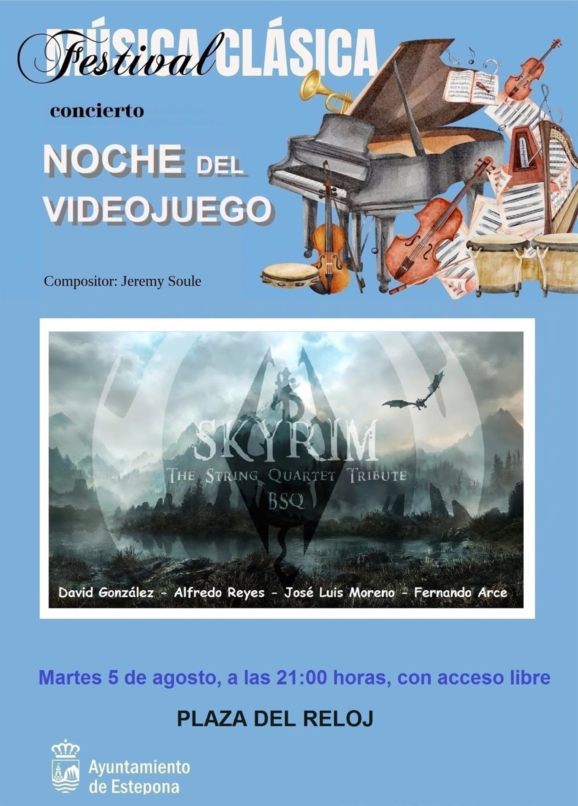 El Festival de Música Clásica de Estepona finaliza en la plaza del Reloj con un tributo al videojuego 'Skyrim'