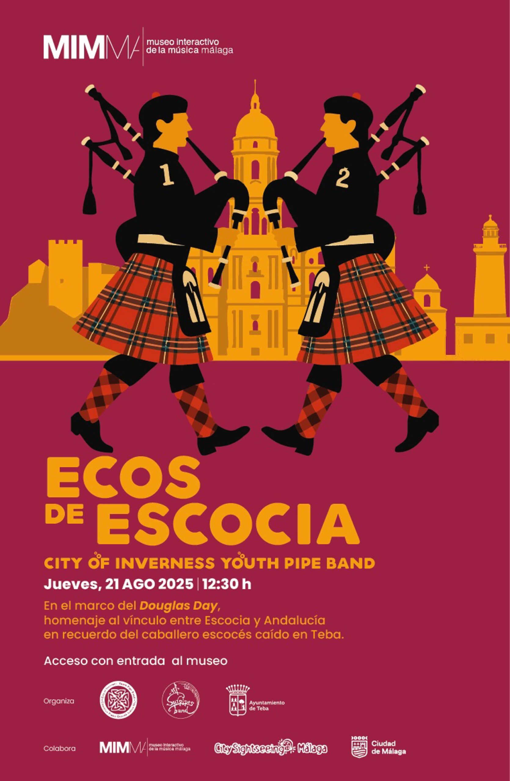 El Museo Interactivo de la Música Málaga recibe a la City of Inverness Youth Pipe Band