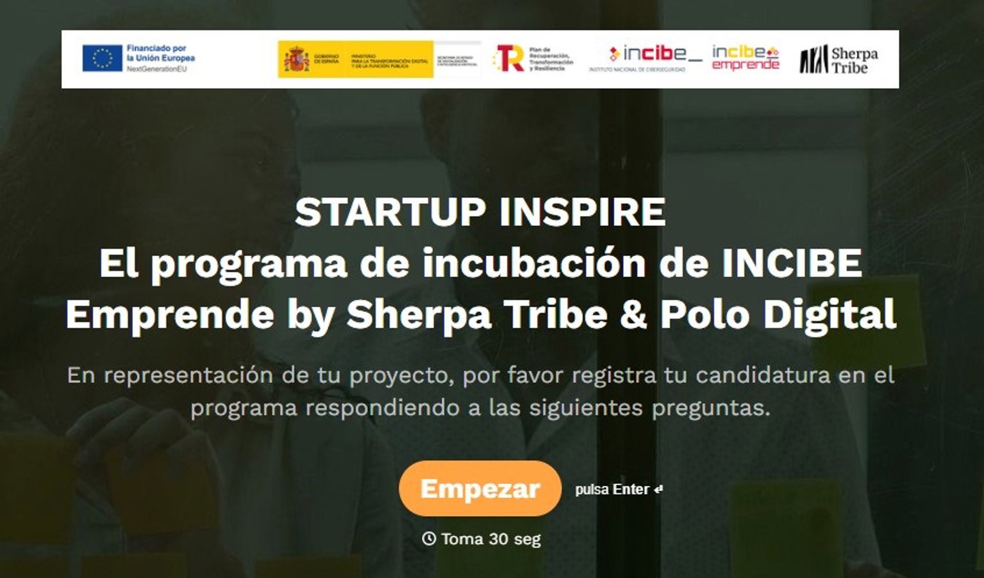Abierta la convocatoria de Startup Inspire, programa de incubación de Incibe Emprende by Sherpa Tribe