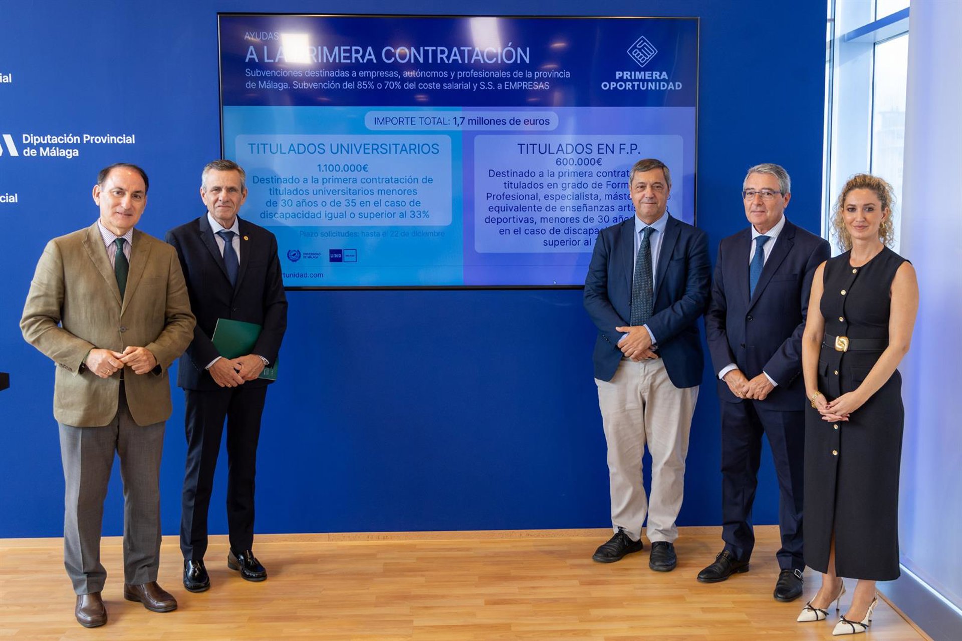 Diputación facilita primer contrato laboral a cien titulados universitarios y FP con inversión de 1,7 millones