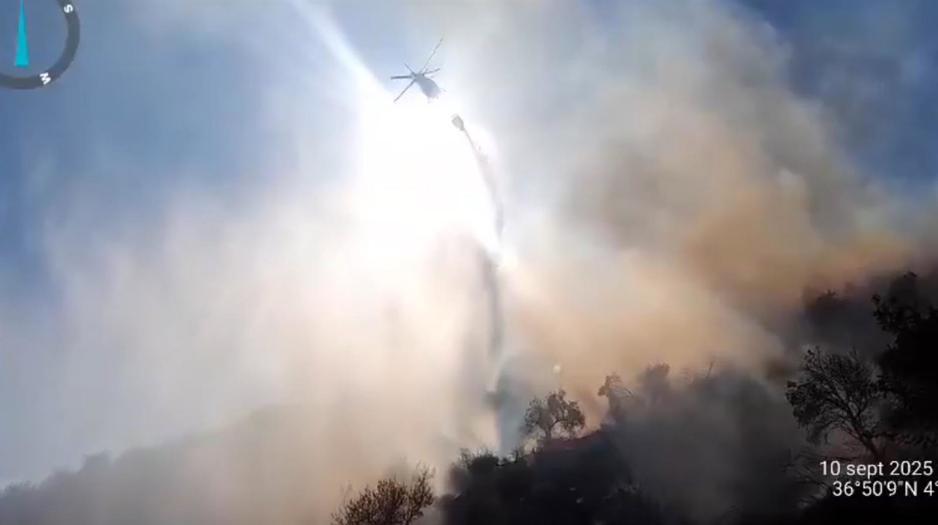 Medios del Infoca luchan contra un incendio forestal declarado en Almogía
