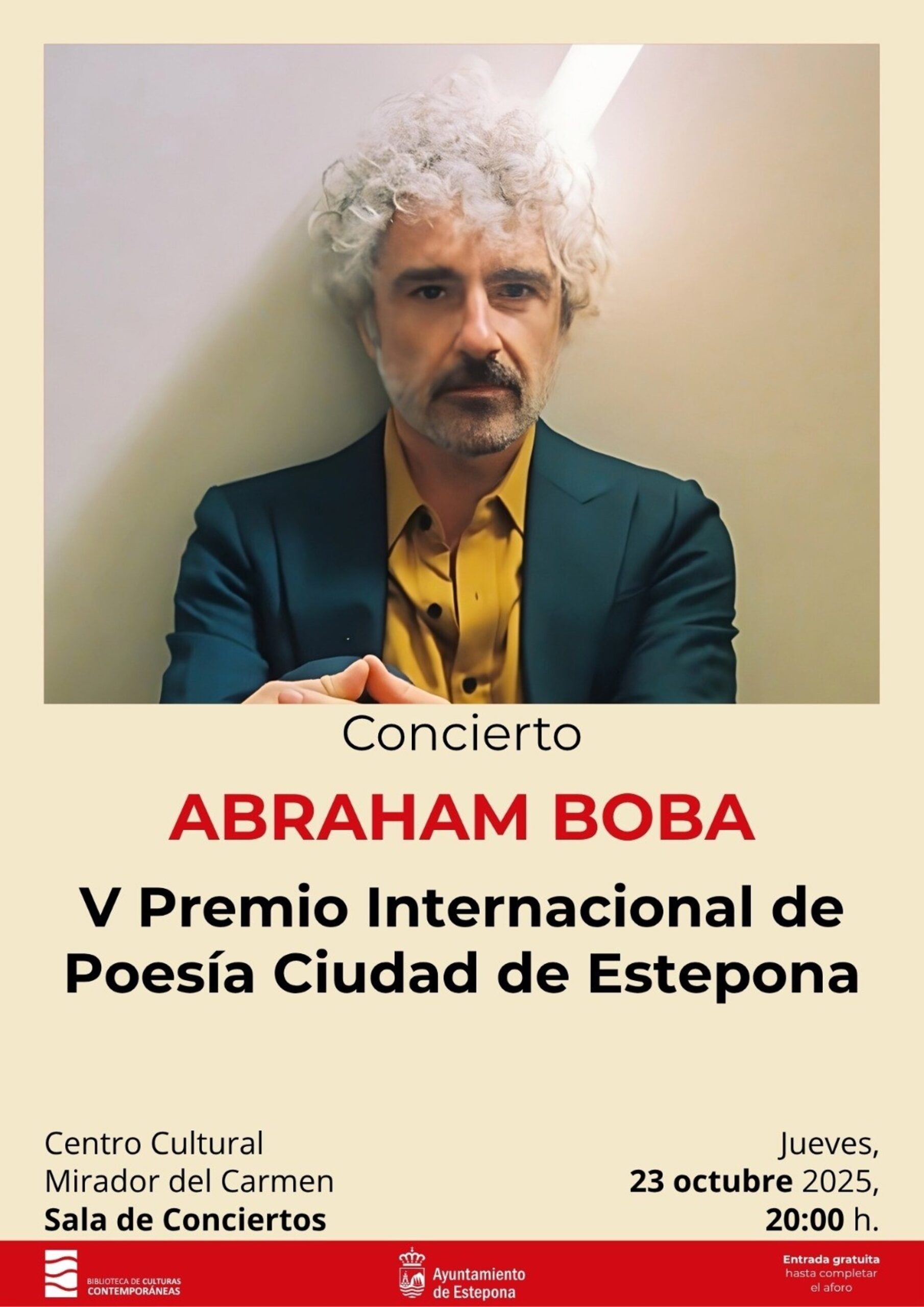 El músico Abraham Boba actuará en ceremonia de entrega del V Premio Internacional de Poesía Ciudad de Estepona