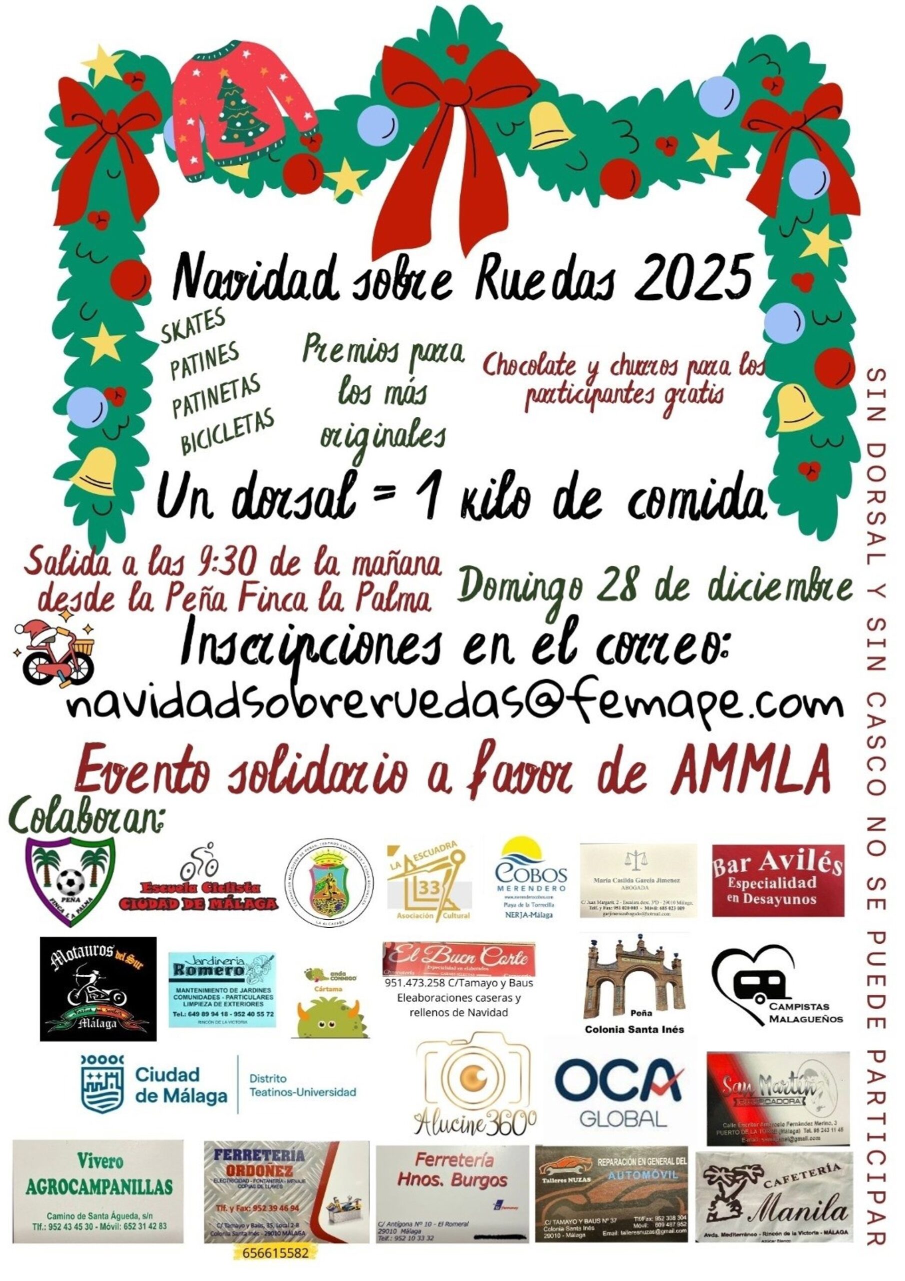 La Federación de Peñas celebra el 28 de diciembre la actividad deportiva y solidaria 'Navidad sobre ruedas'