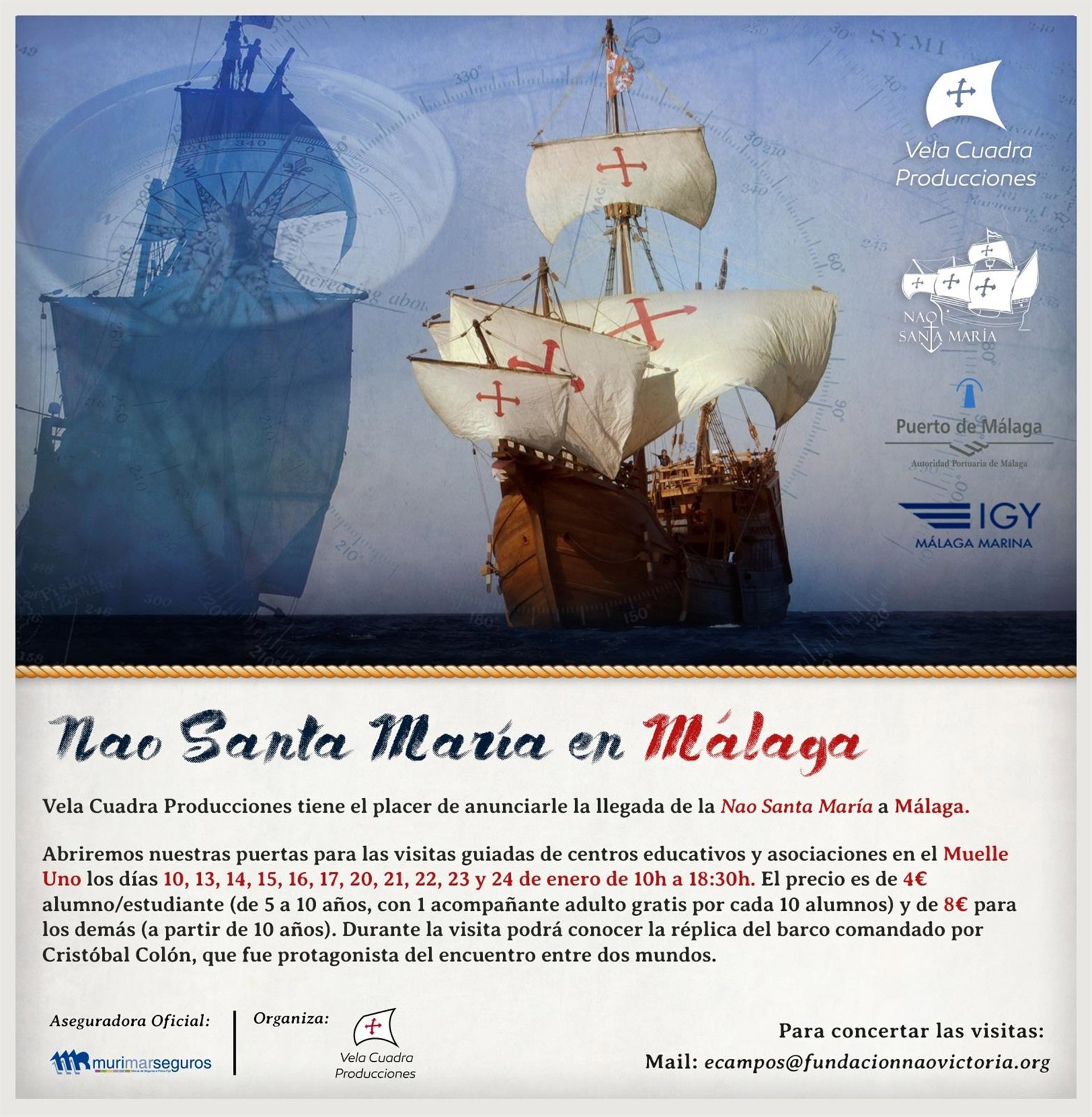 La réplica de la Nao Santa María hará escala en enero en la marina de megayates de Málaga
