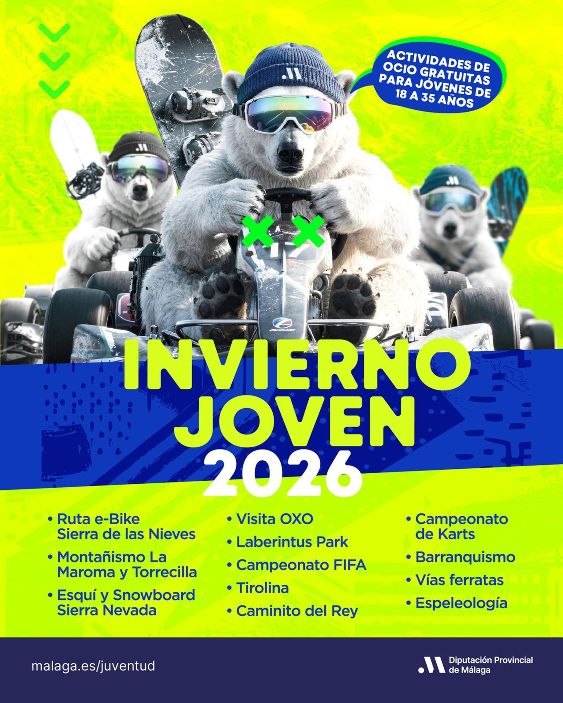 Arranca 'Invierno Joven 2026' de Diputación con mil plazas gratuitas para actividades de aventura y ocio