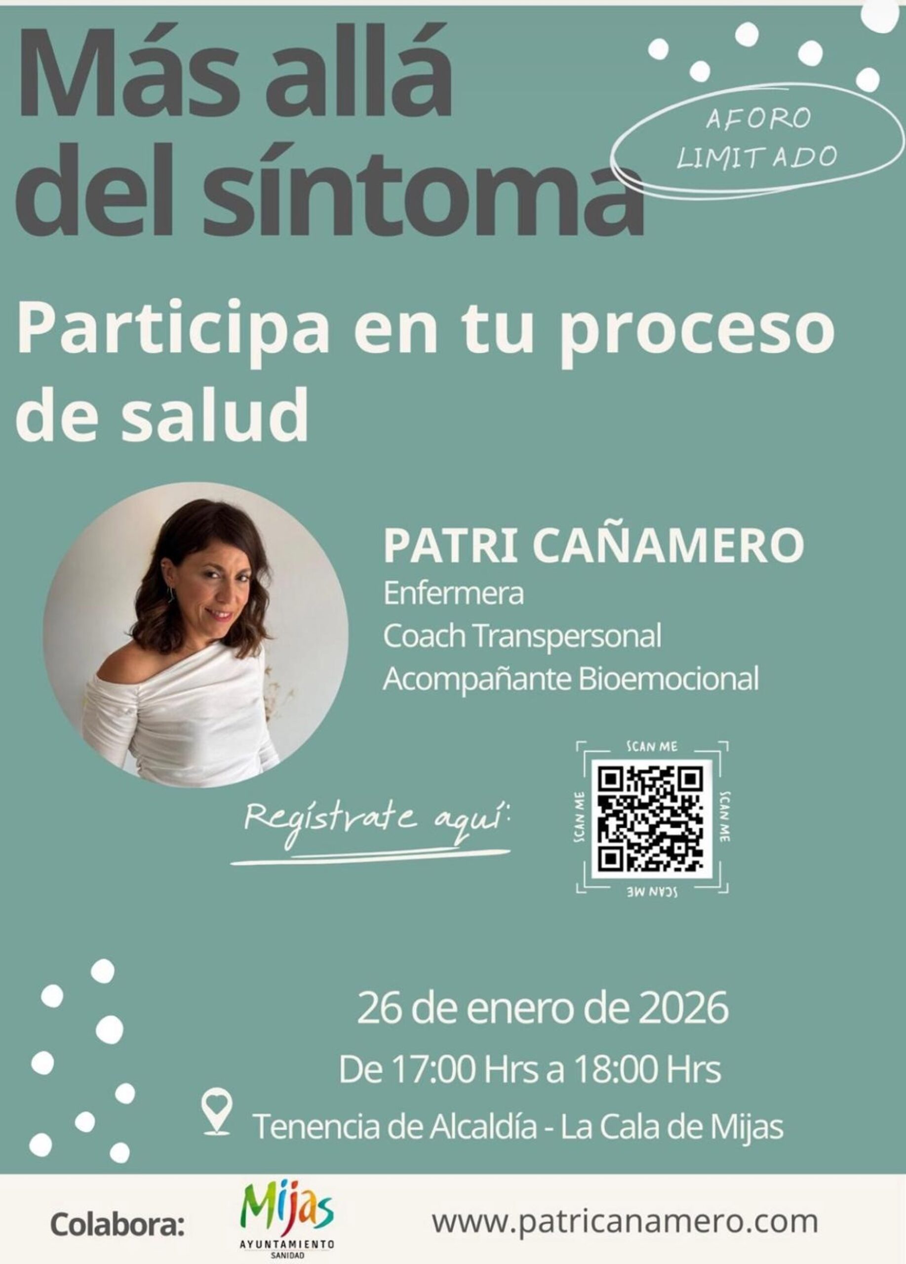 Ayuntamiento de Mijas promueve la charla 'Más allá del síntoma. Participa en tu proceso de salud'