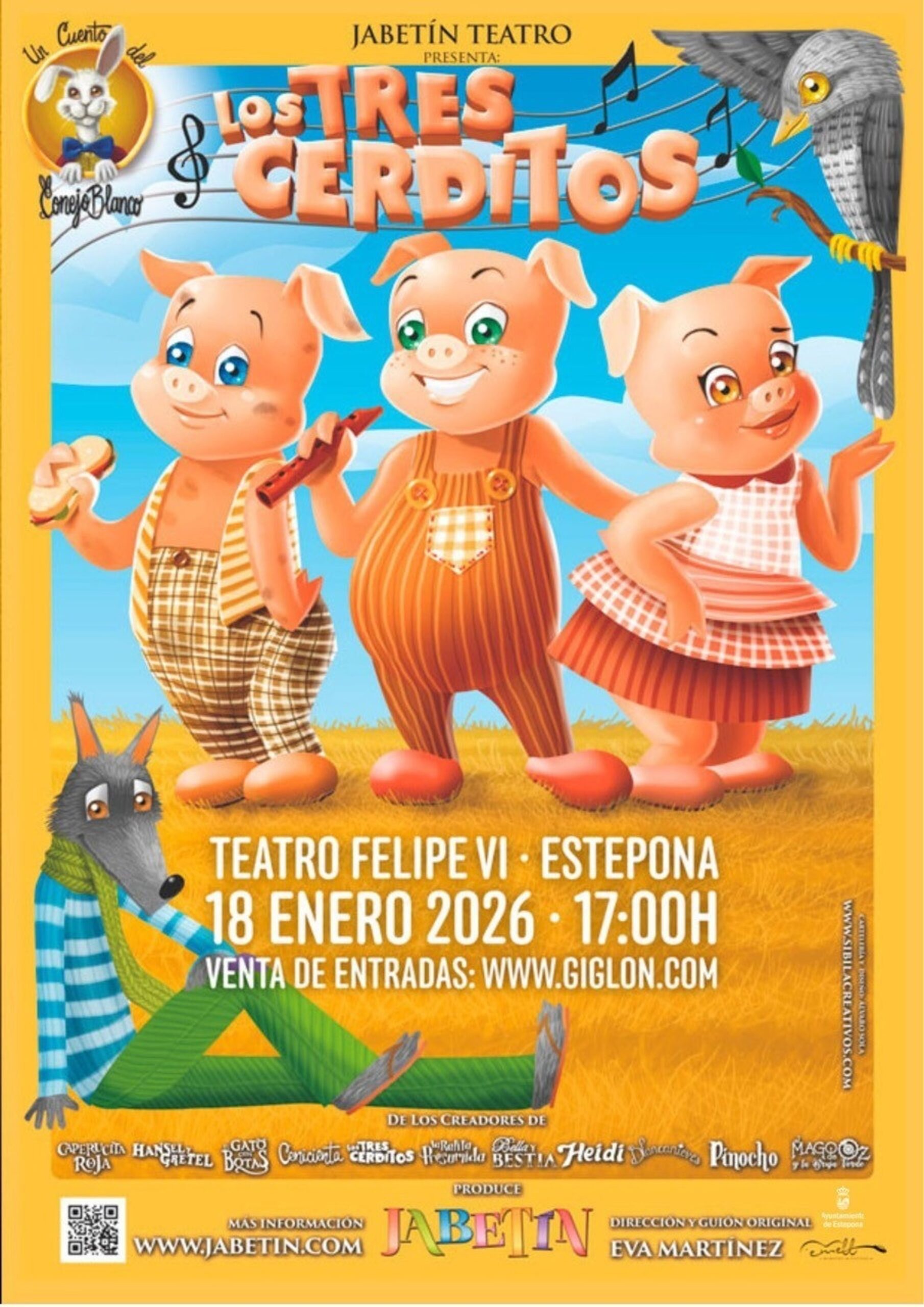 El clásico infantil 'Los tres cerditos' llega al Teatro Auditorio Felice VI de Estepona este enero