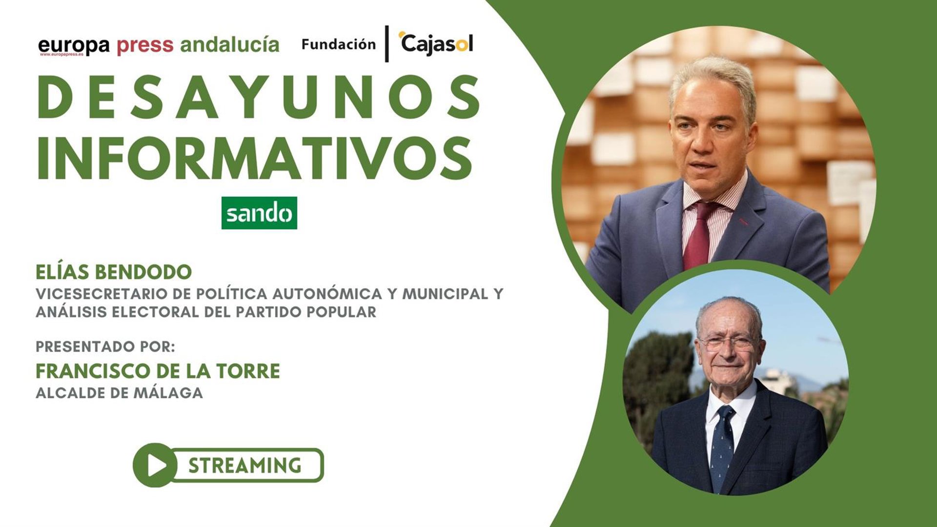 El vicesecretario del PP Elías Bendodo participa este viernes en los desayunos de Europa Press Andalucía