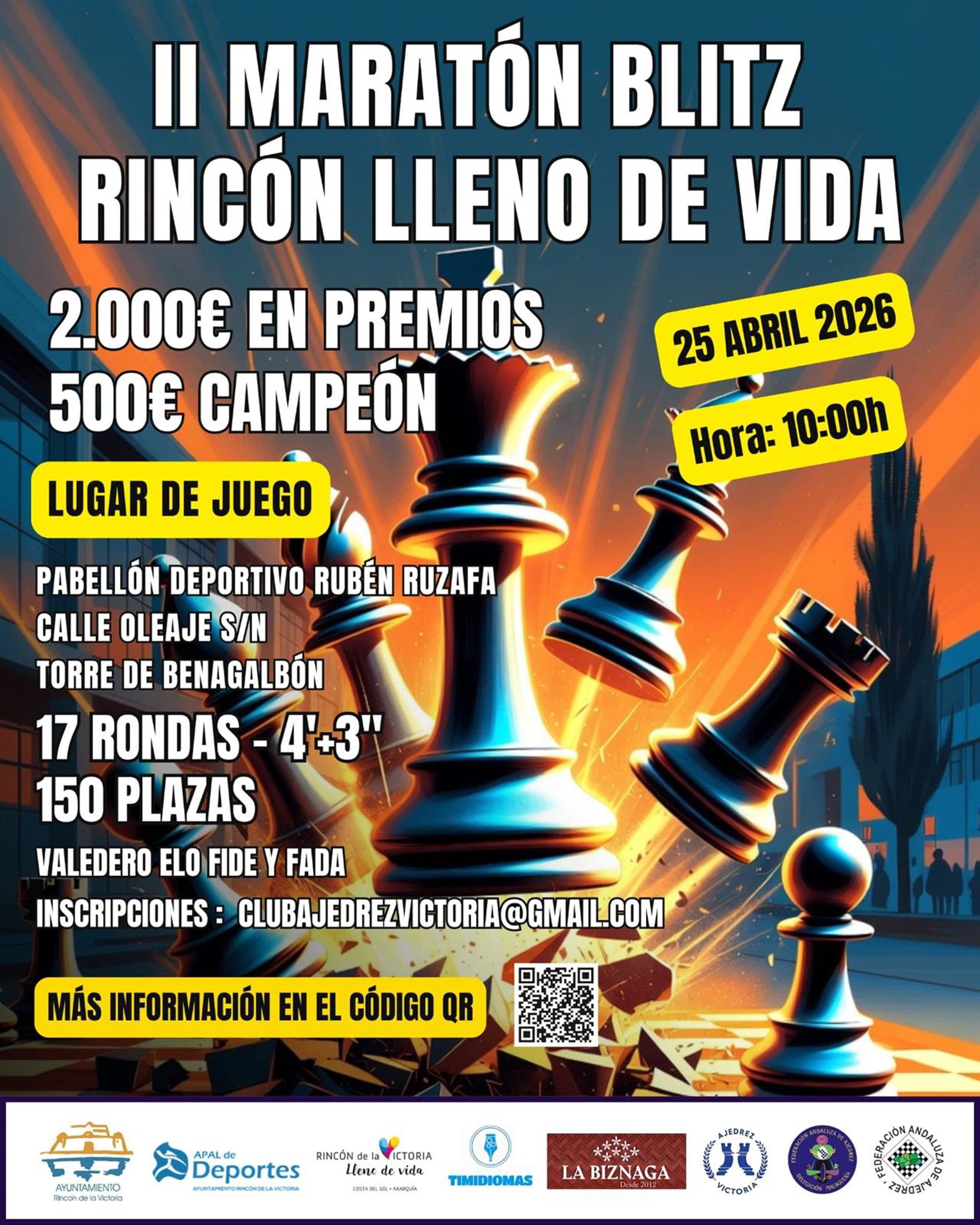 Rincón de la Victoria abre plazo para inscribirse en el segundo Maratón Blitz de Ajedrez