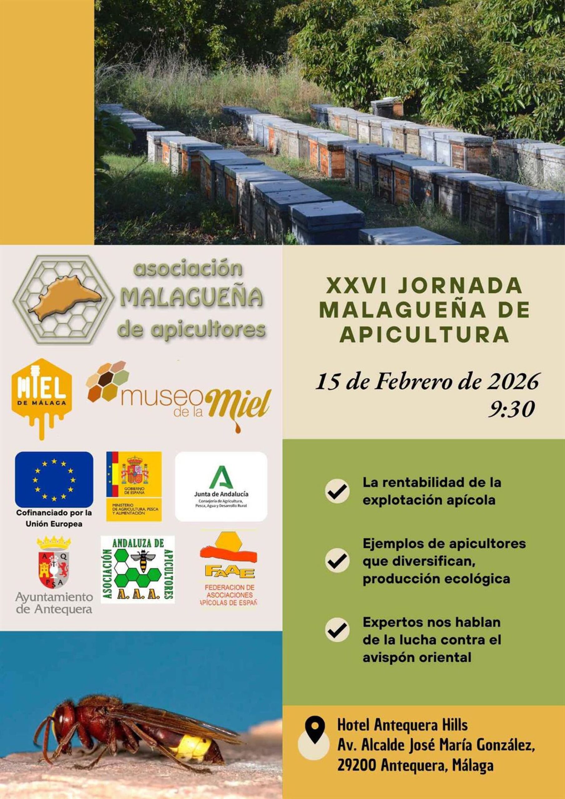 Antequera acoge el domingo 15 de febrero la XXVI Jornada Malagueña de Apicultura