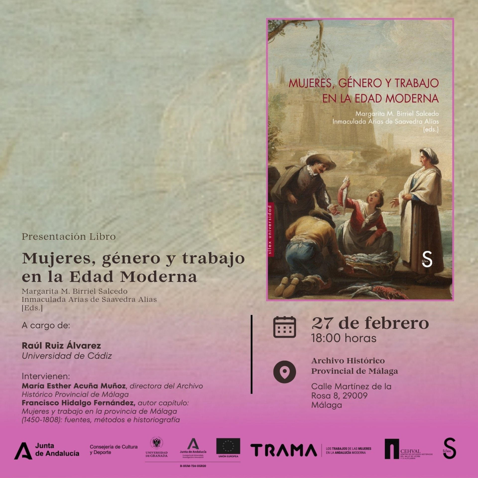 El Archivo Histórico Provincial acoge la presentación del libro Mujeres, género y trabajo en la Edad Moderna