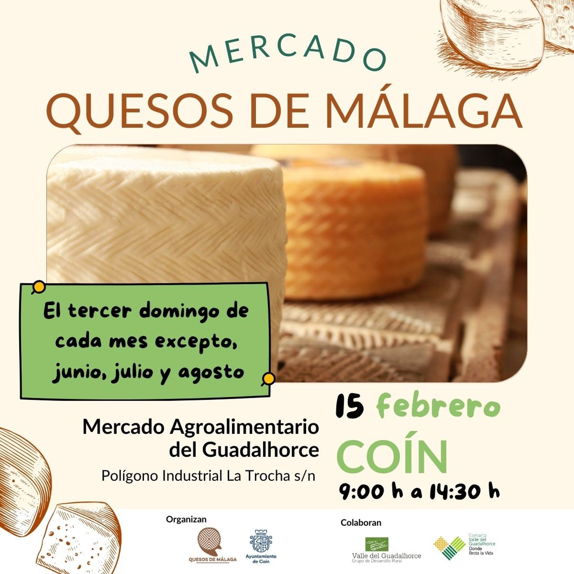 El Mercado de Quesos de Málaga regresa a Coín el próximo domingo 15 de febrero