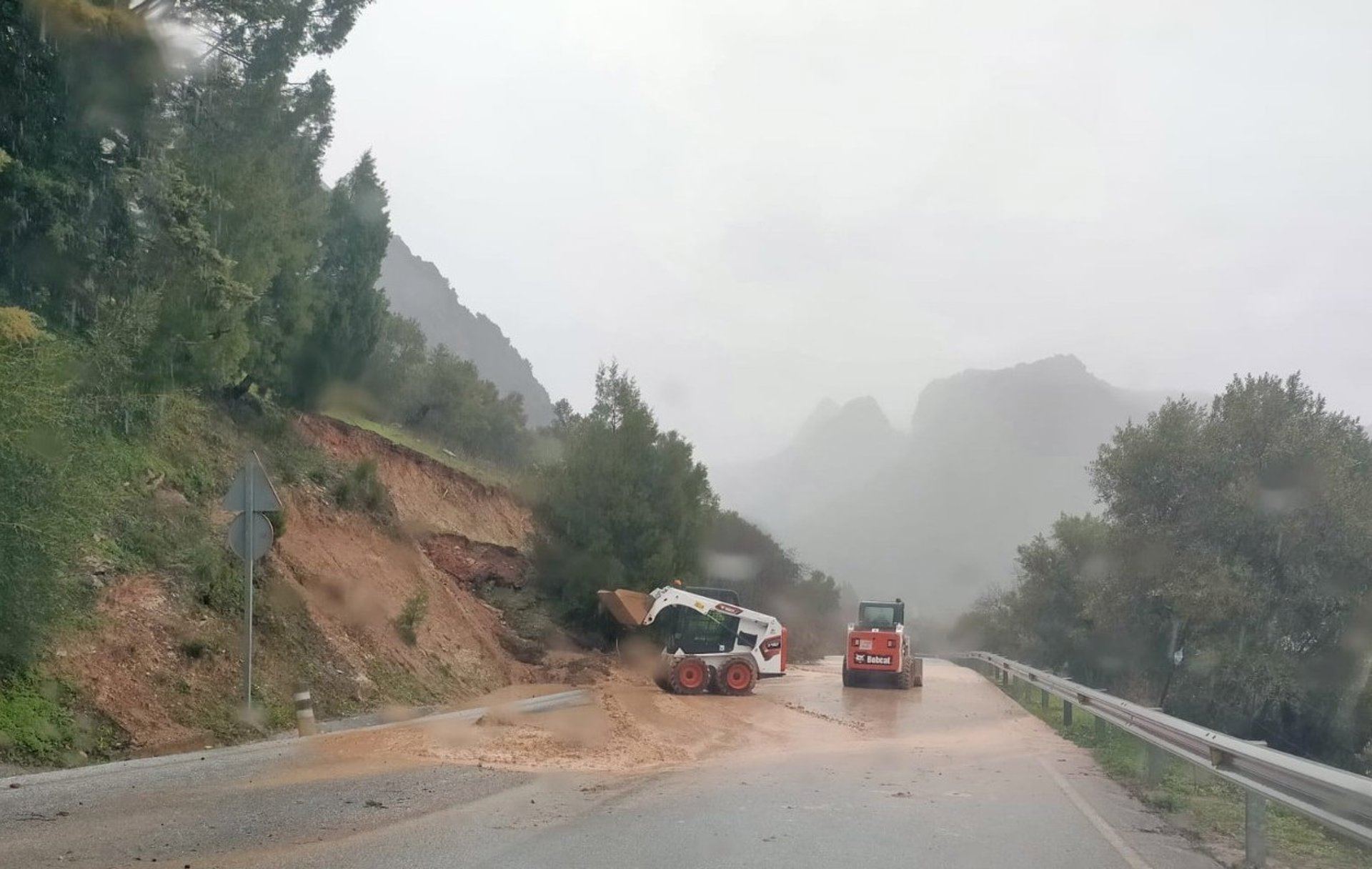 La comarca de Ronda mantiene varias carreteras cortadas por afectaciones de la borrasca Leonardo