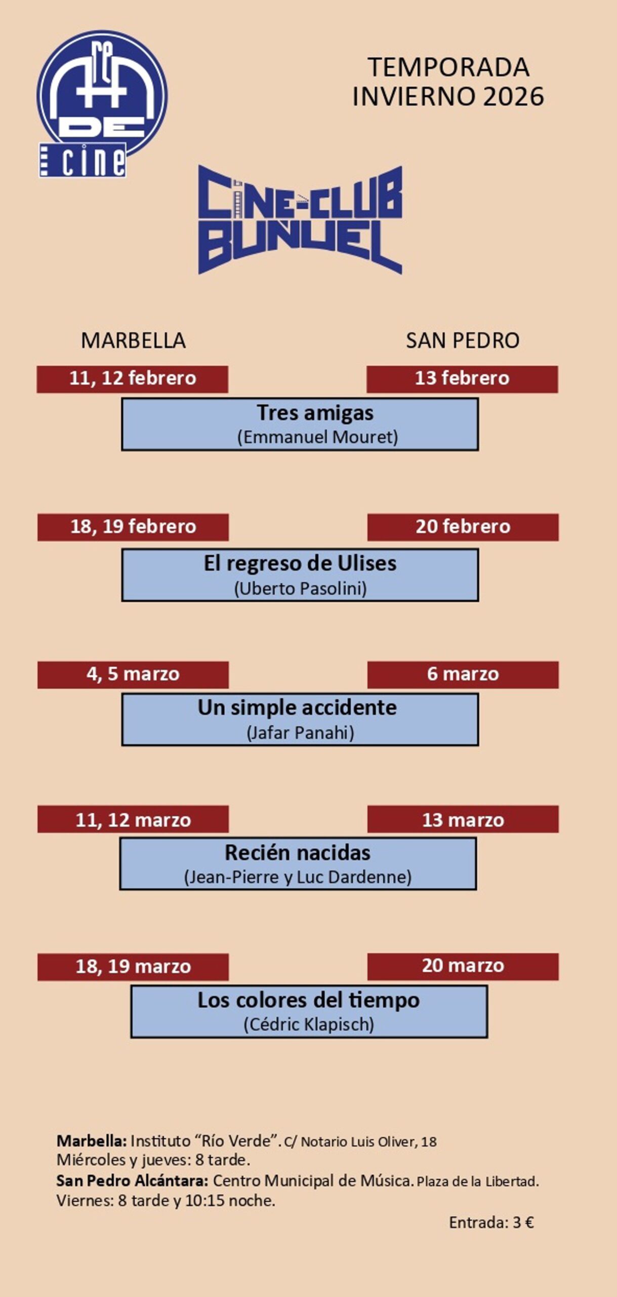 Marbella apuesta por obras de autor y producciones internacionales en temporada de invierno del Área de Cine