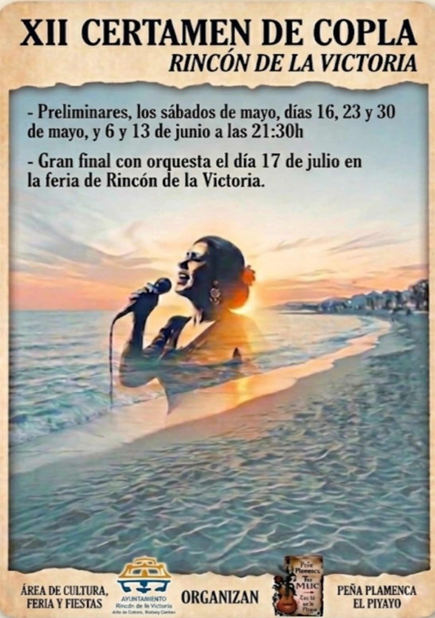 Abierto el plazo de inscripción para participar en la XII edición del Certamen de Copla Rincón de la Victoria