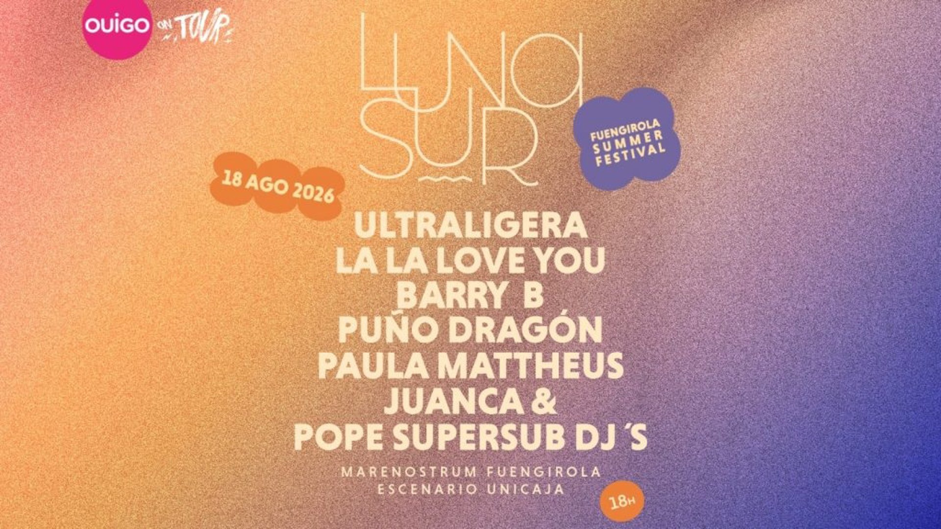 El festival 'Luna Sur' regresa la próxima semana a Marenostrum con Ultramarina, La La Love You o Barry B