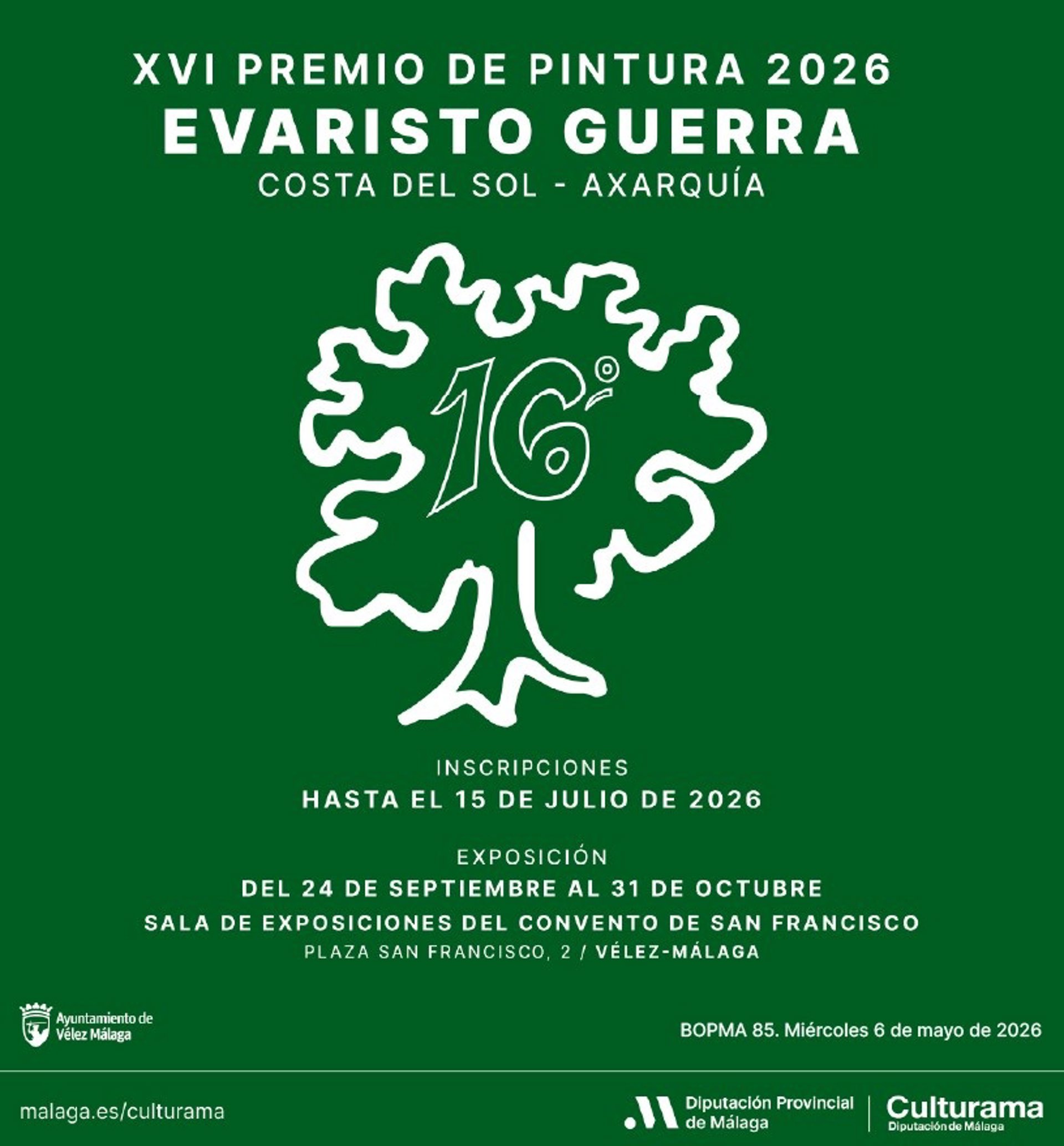 La Diputación publica la convocatoria del XVI Certamen de Pintura Evaristo Guerra