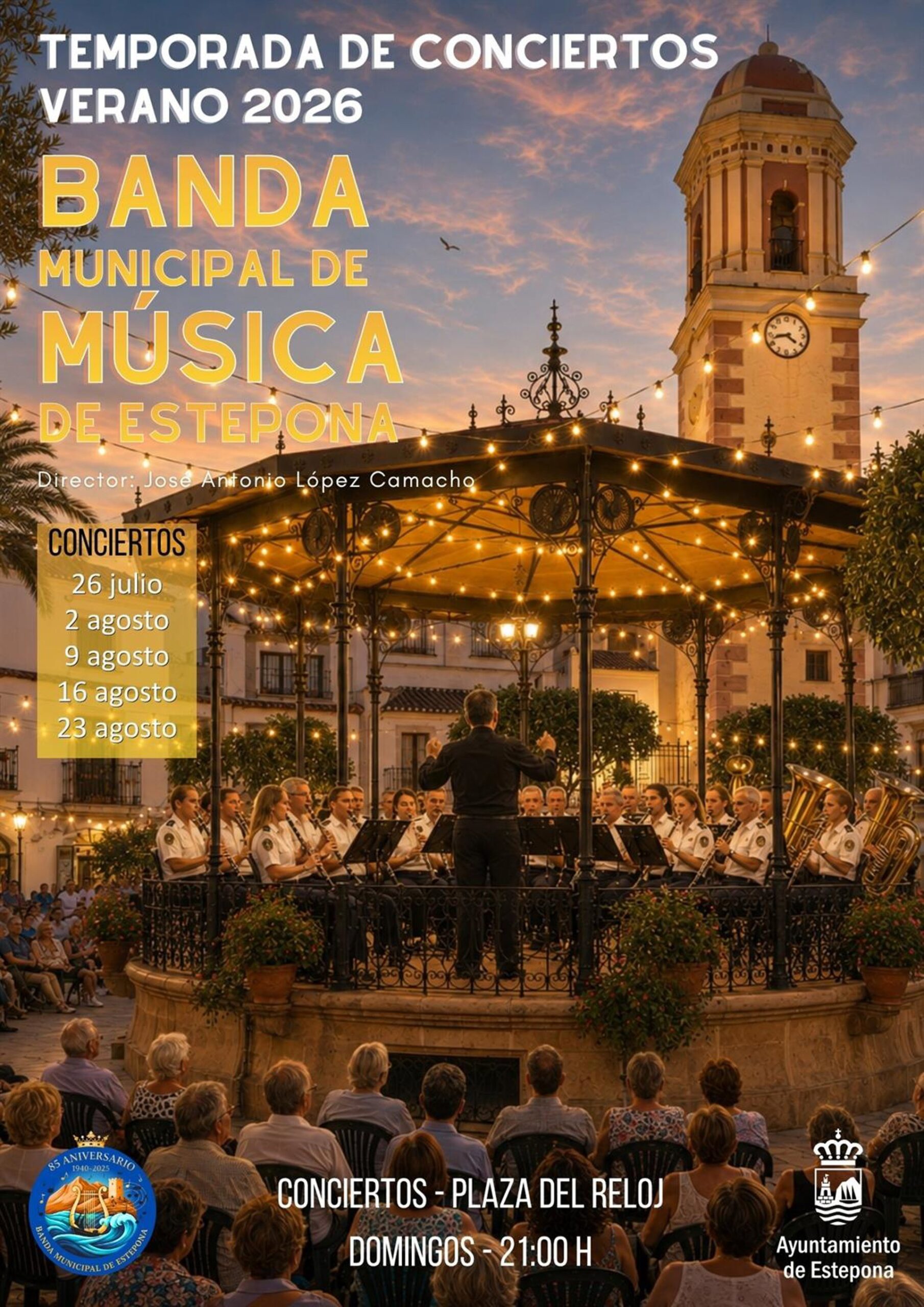 La banda municipal de Estepona concluye los conciertos de verano con el monográfico sobre música y cine