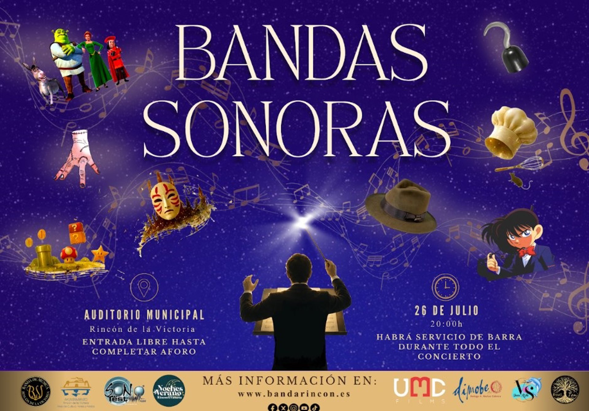 Rincón celebra este domingo el Concierto de Bandas Sonoras con un recorrido musical por el cine