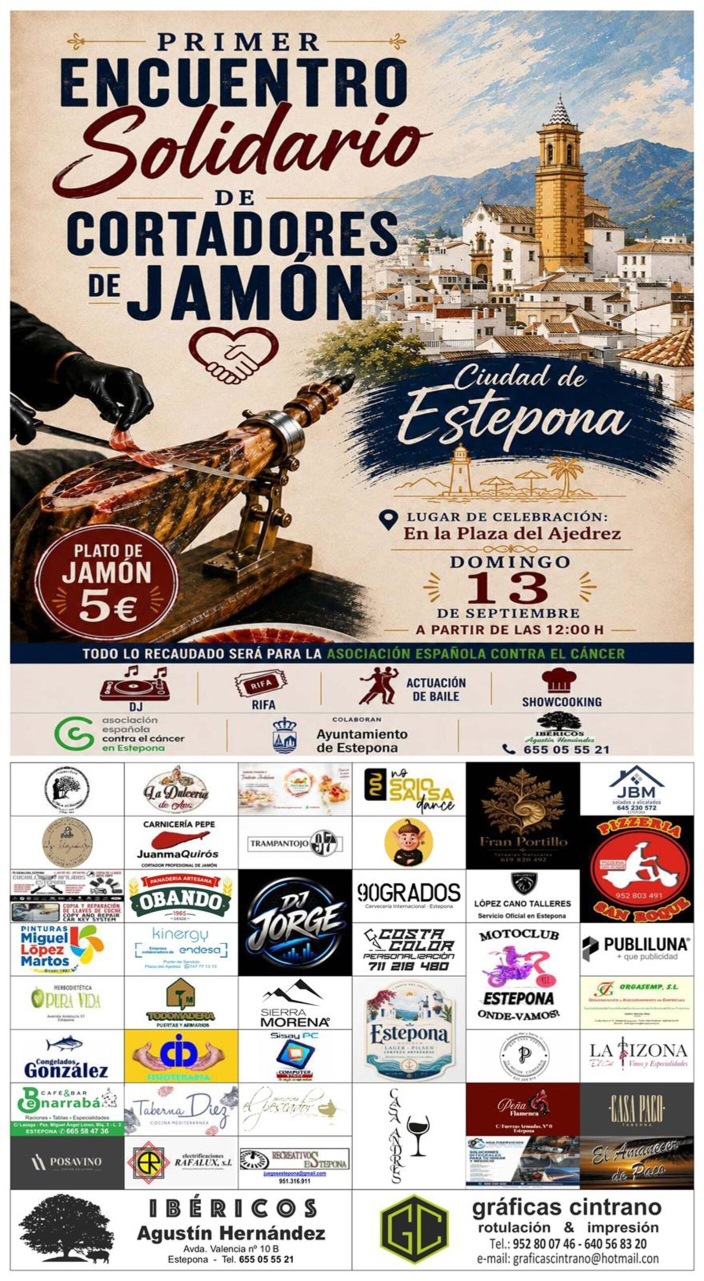 Estepona estrena el primer Encuentro Solidario de Cortadores de Jamón en colaboración con la AECC
