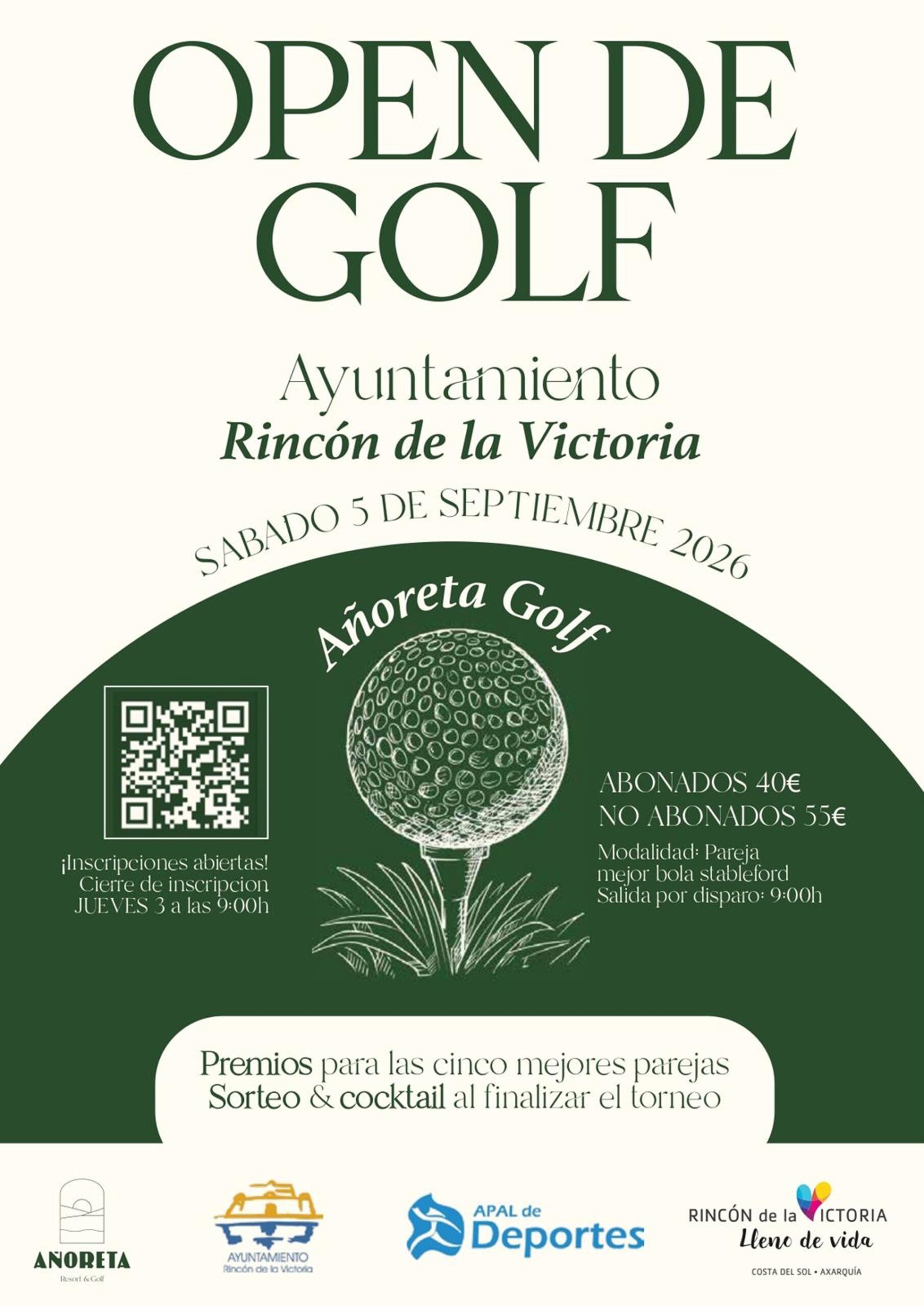Open de Golf del Ayuntamiento de Rincón de la Victoria se celebrará en Añoreta Golf el próximo 5 de septiembre