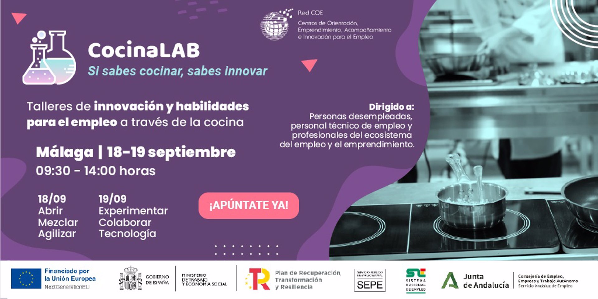 Abierto el plazo para participar en talleres de innovación para el empleo en las cocinas de La Cónsula