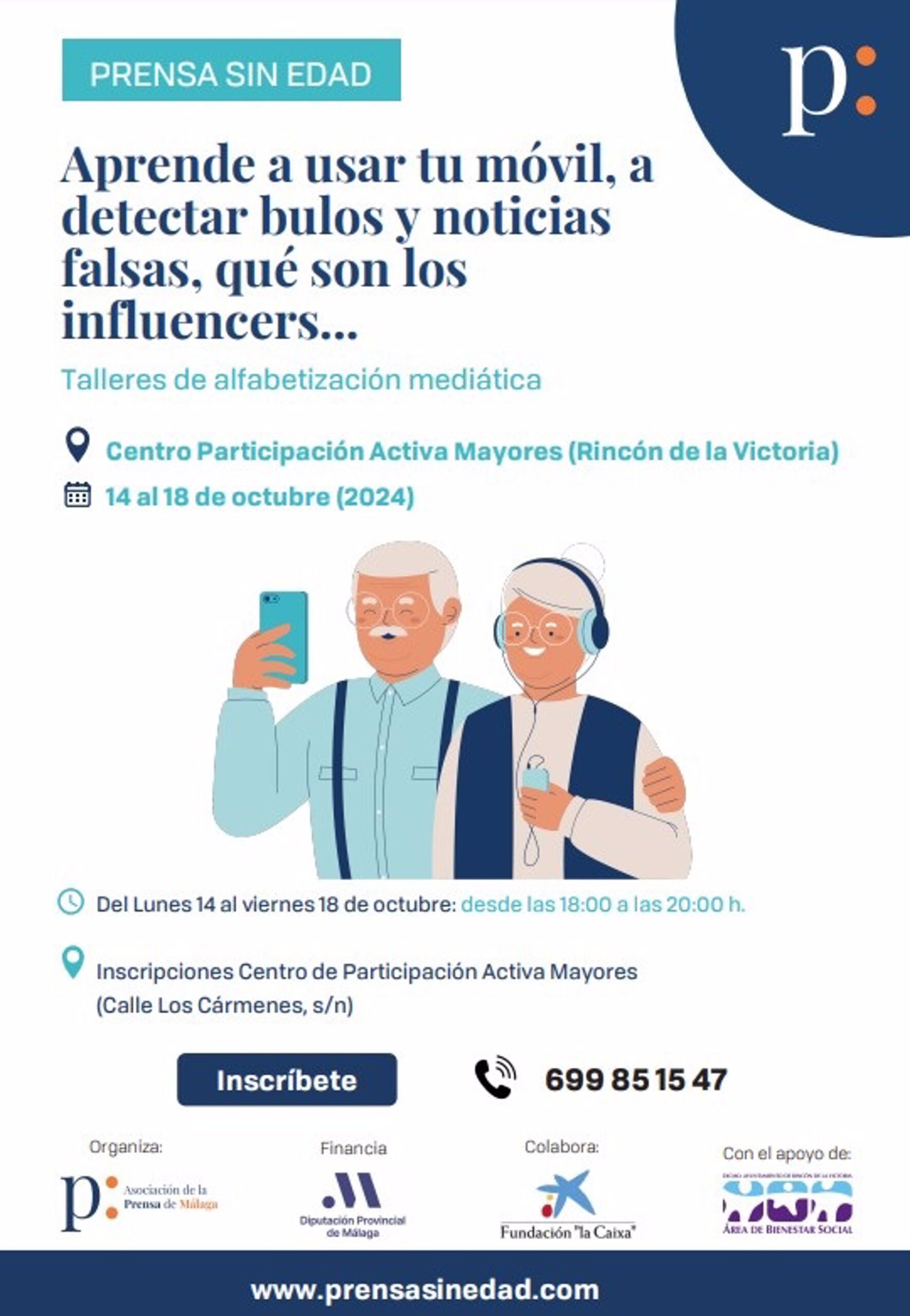 Rincón de la Victoria acoge los talleres de alfabetización mediática para mayores del proyecto Prensa Sin Edad