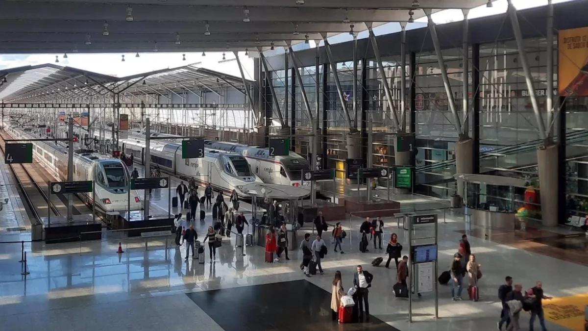 Desalojada la zona del vestíbulo y los andenes de la estación de tren María Zambrano por la lluvia