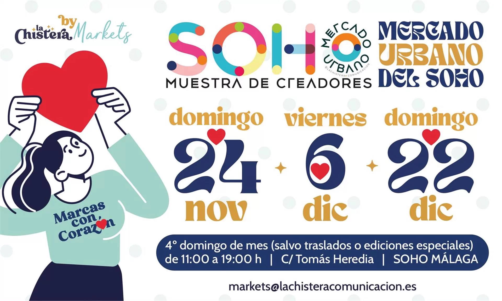 El Mercado Urbano del Soho de artesanos arranca este domingo con la campaña 'Regala con corazón'