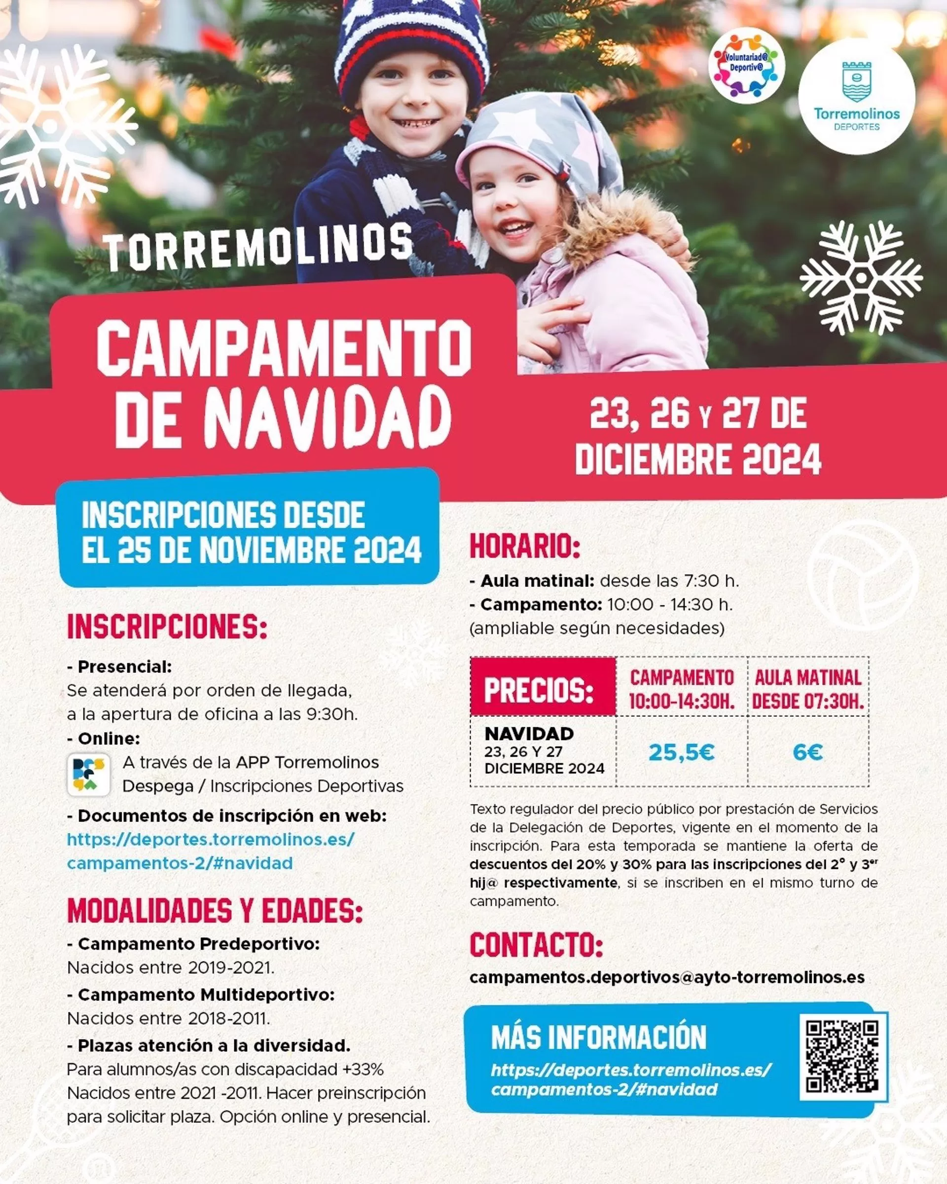 El campamento deportivo de Navidad de Torremolinos abre su plazo de inscripción el 25 de noviembre