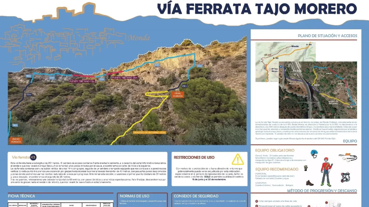 Monda inaugura este domingo la vía ferrata Tajo Morero con 351 metros acondicionados para la escalada