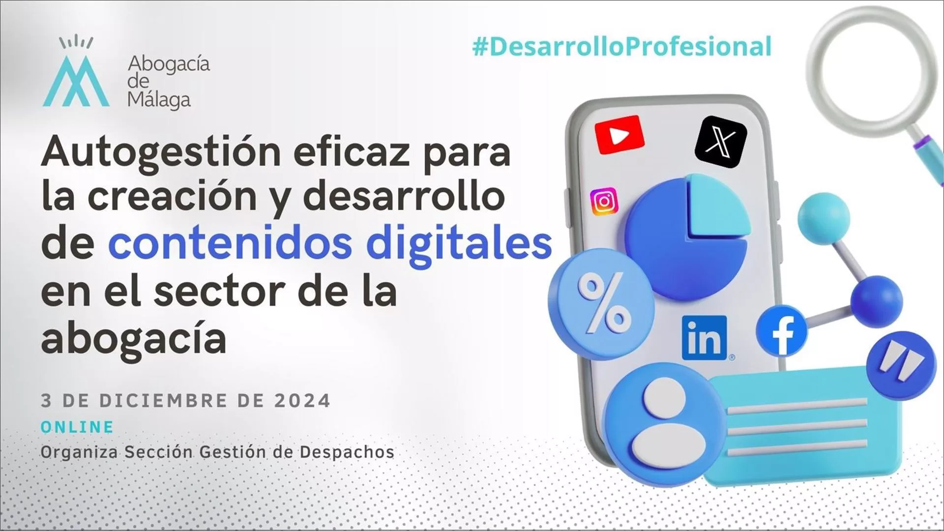 Abogacía organiza un curso para creación de contenidos digitales para letrados