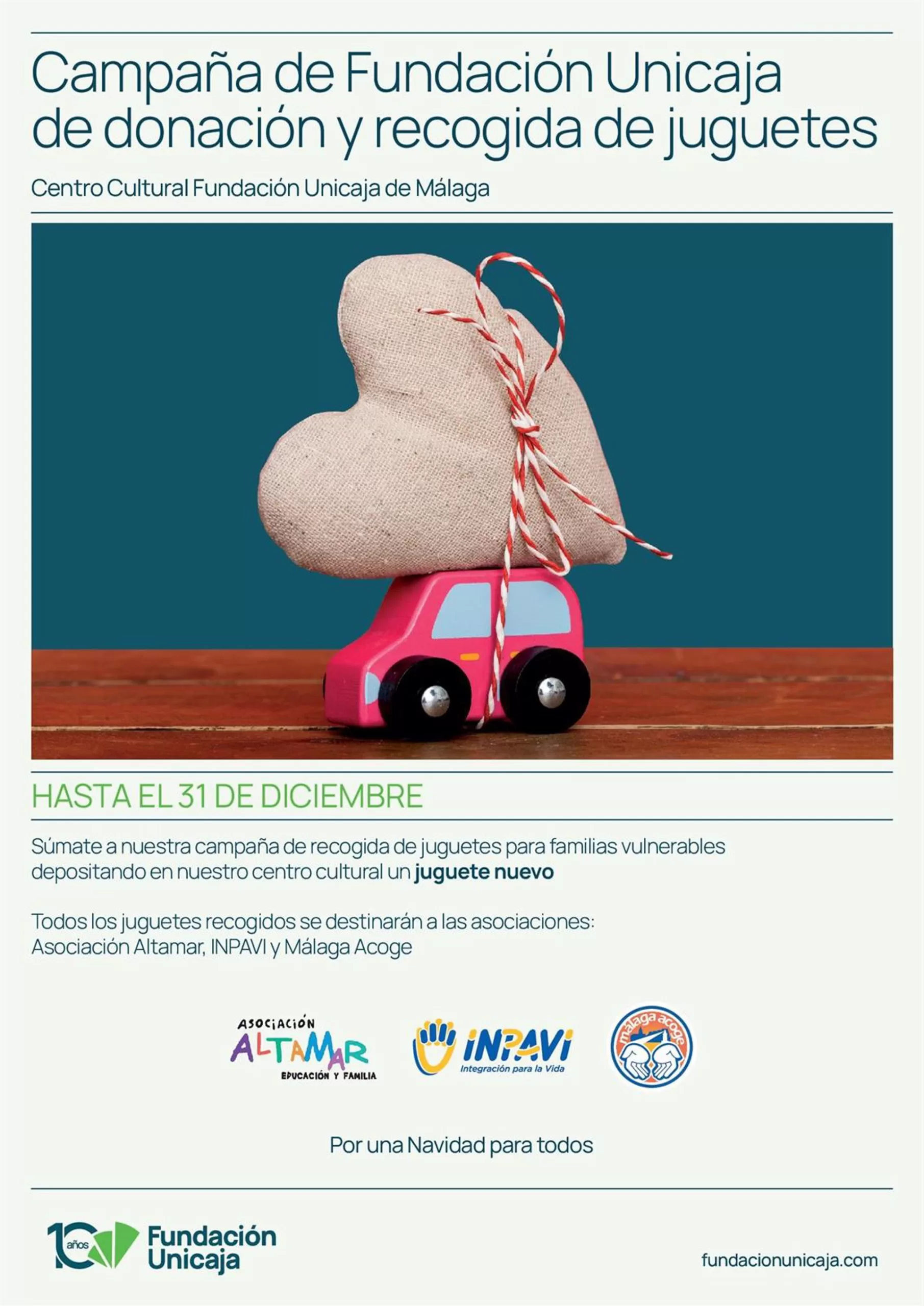 Funcación Unicaja pone en marcha campañas de recogida de juguetes en Málaga y en Ronda