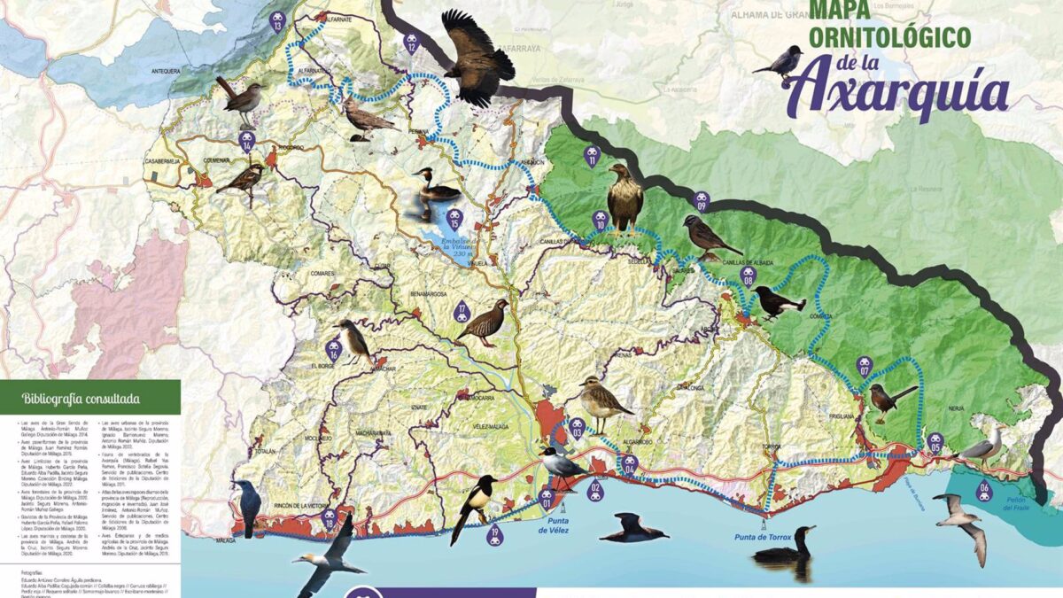 Diputación edita un mapa ornitológico de la Axarquía con 280 especies de aves que se pueden ver en la comarca