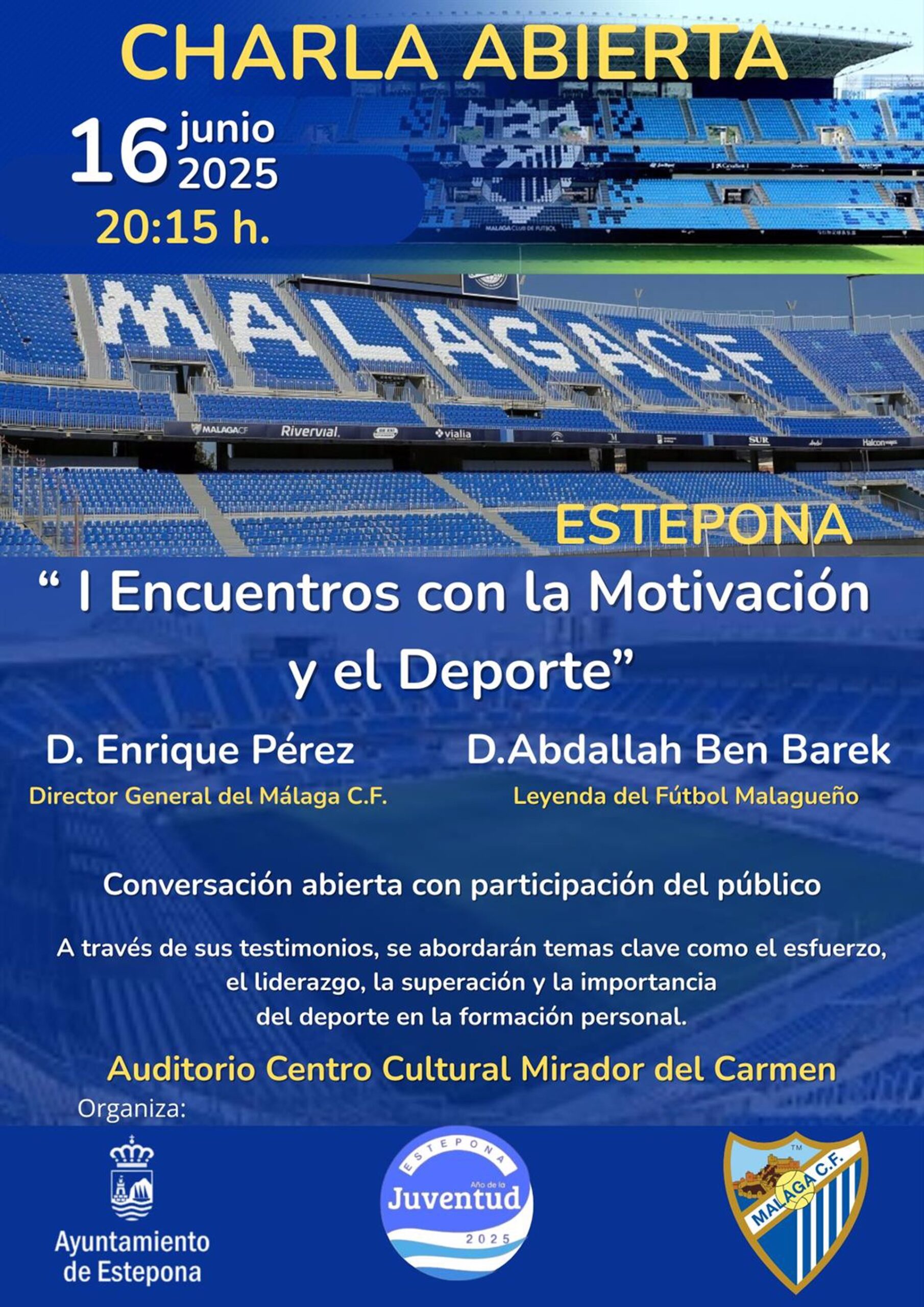 El director general del Málaga CF y el exfutbolista Ben Barek, protagonistas de un encuentro en Estepona