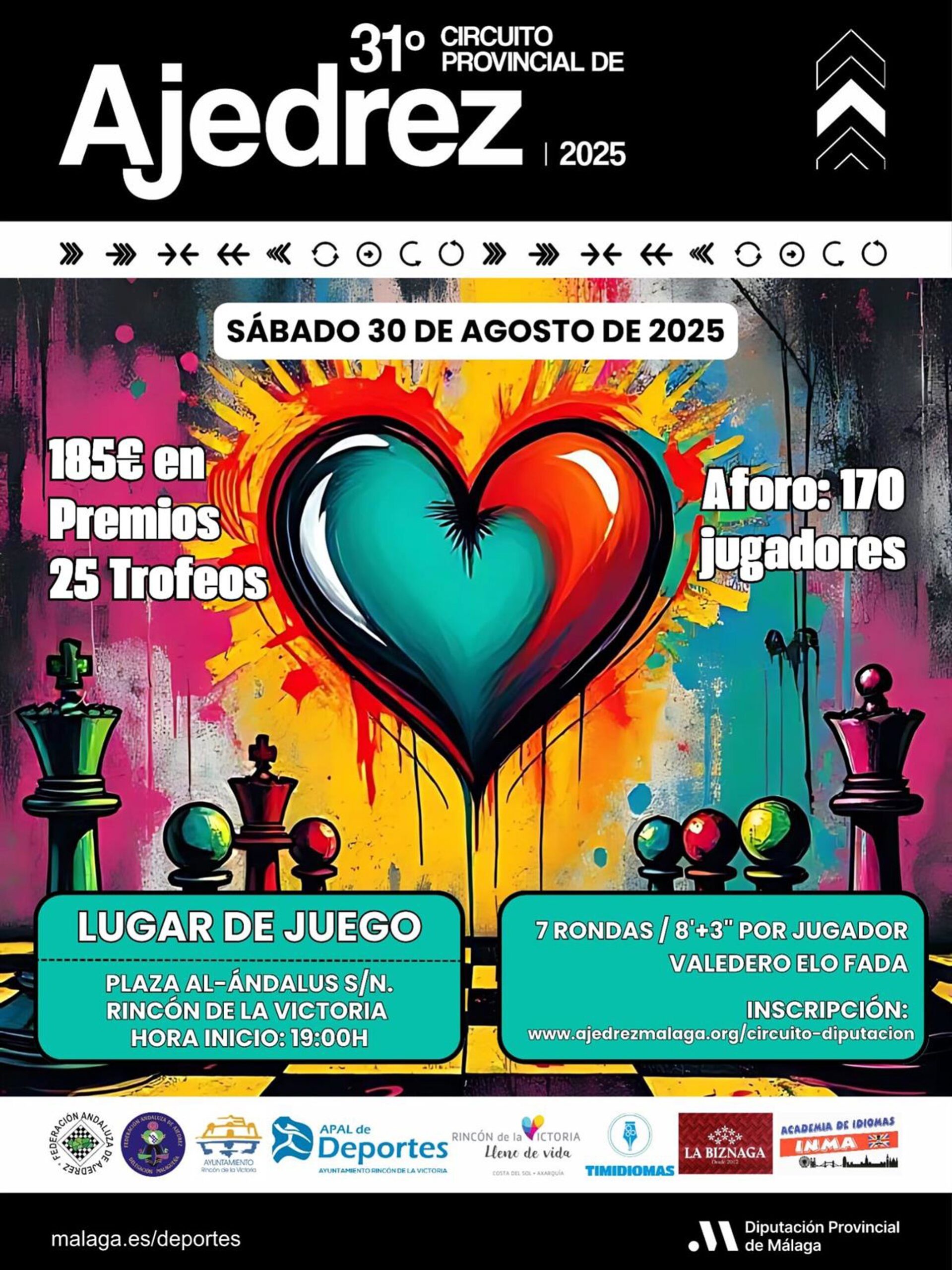 Rincón de la Victoria acoge el IX Torneo de Ajedrez del XXXI Circuito Provincial de la Diputación