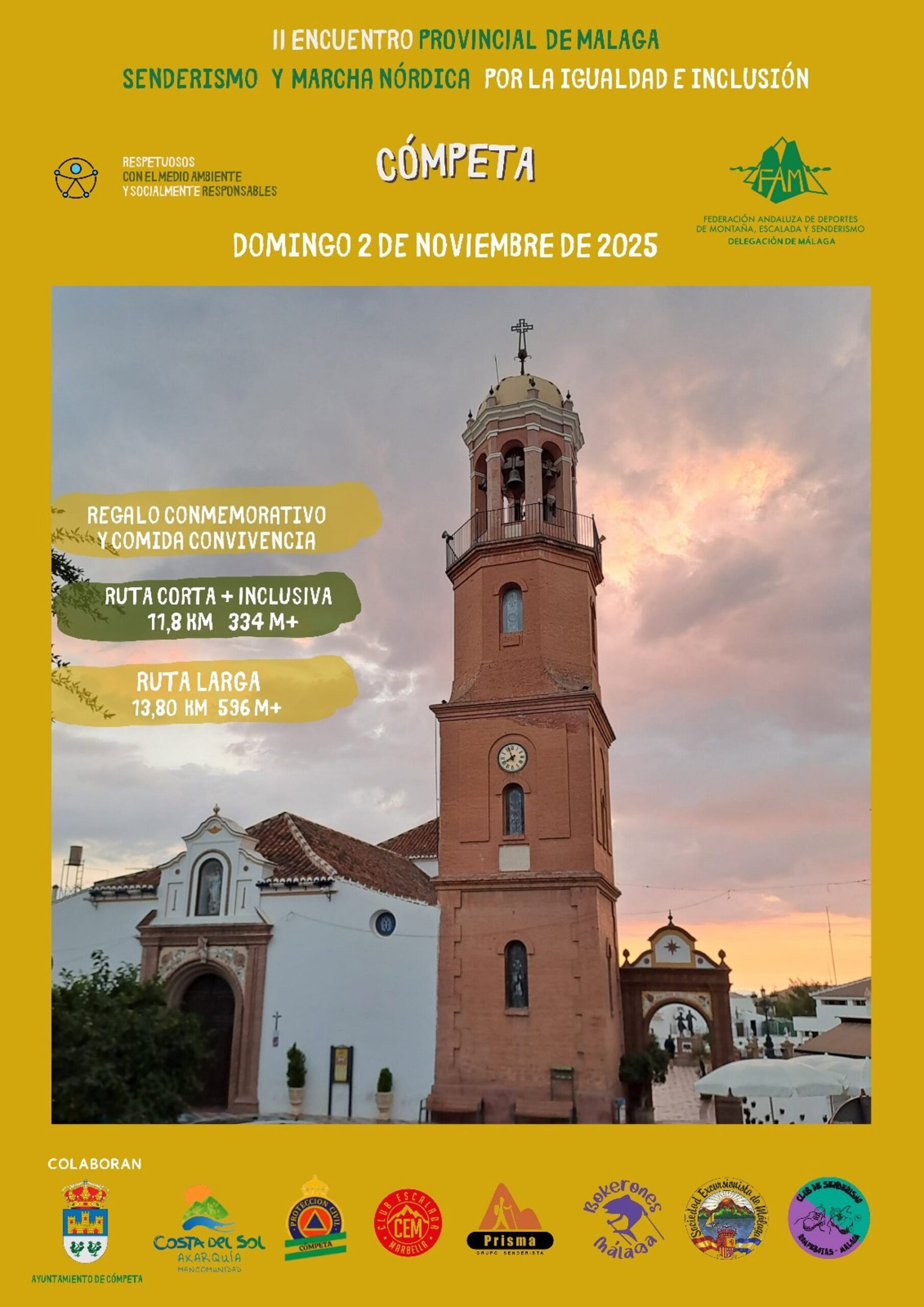 Cómpeta acoge el II Encuentro Provincial de Málaga de Senderismo y Marcha Nórdica por la Igualdad e Inclusión