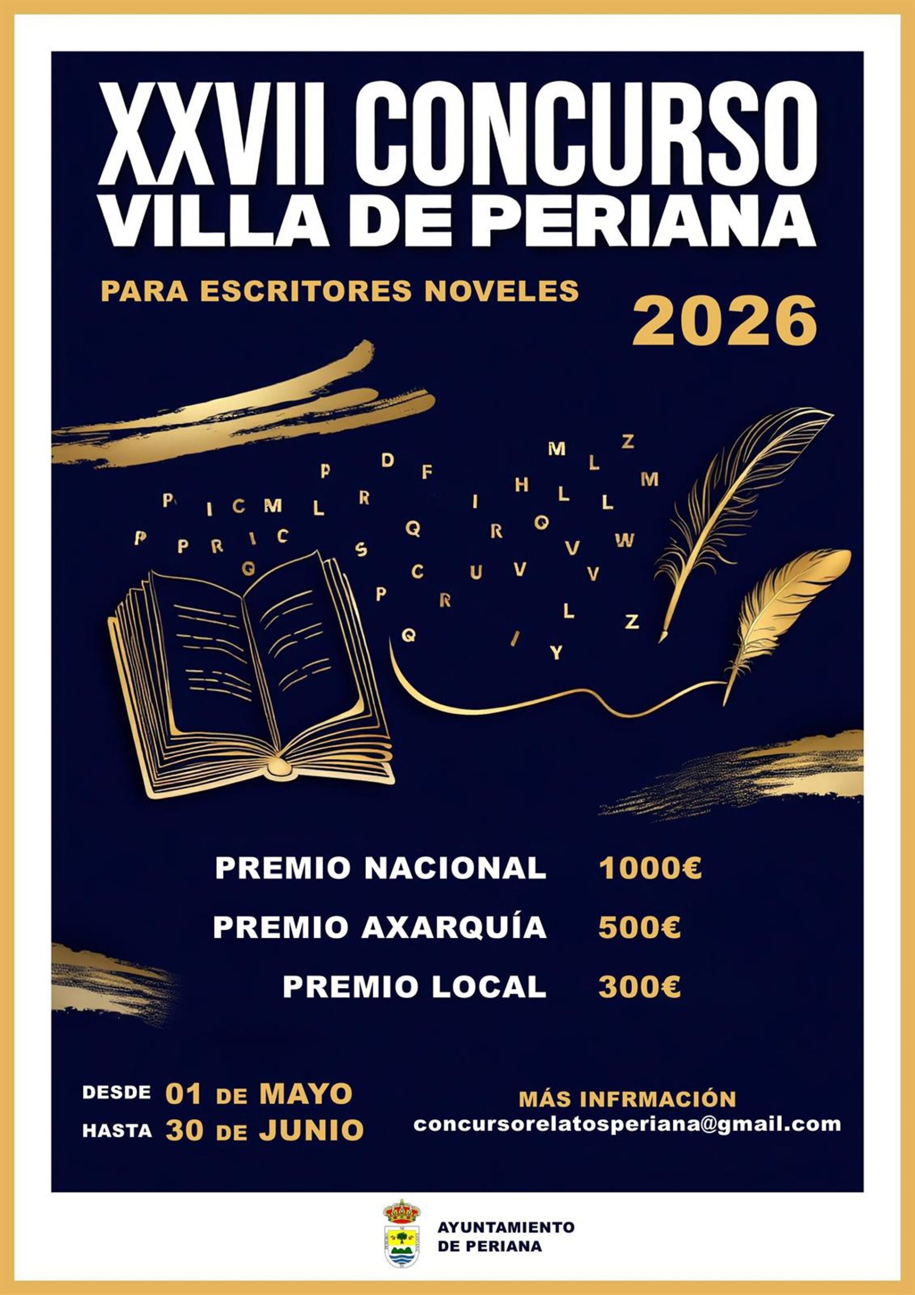 Convocado XXVII Concurso Villa de Periana para escritores noveles