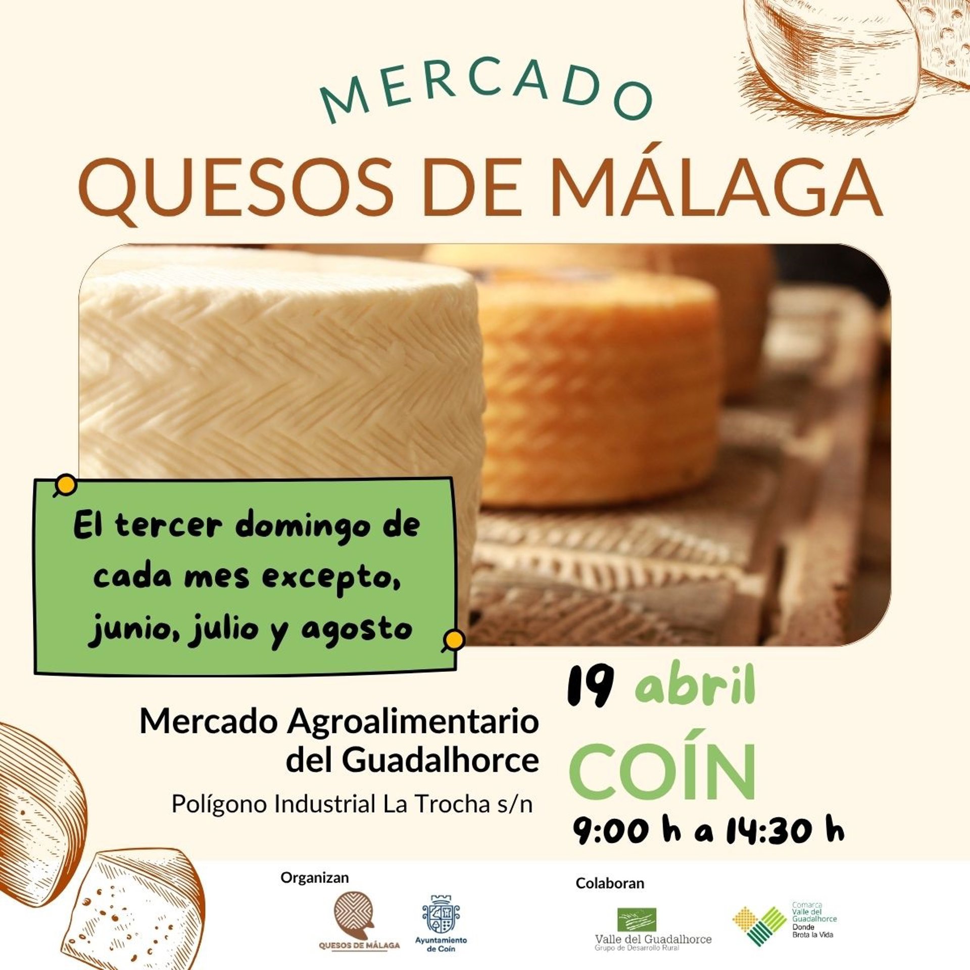 El Mercado de Quesos de Málaga vuelve el domingo 19 de abril a Coín
