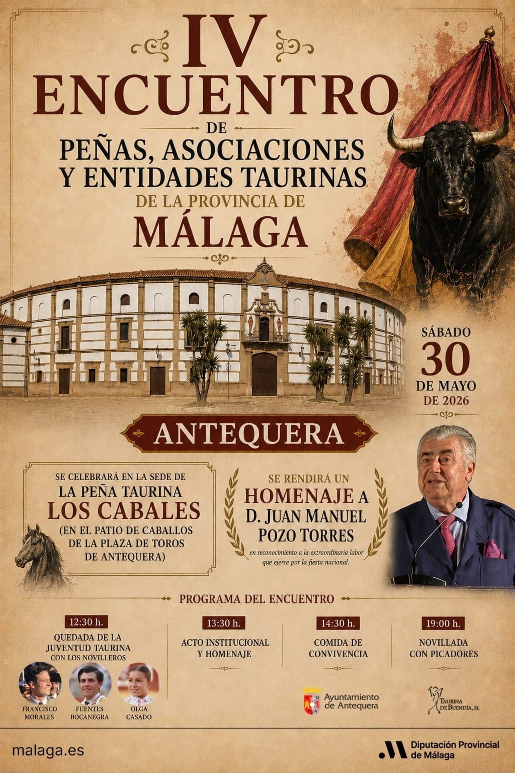 Antequera acogerá el sábado 30 de mayo el IV Encuentro de peñas, asociaciones y entidades taurinas
