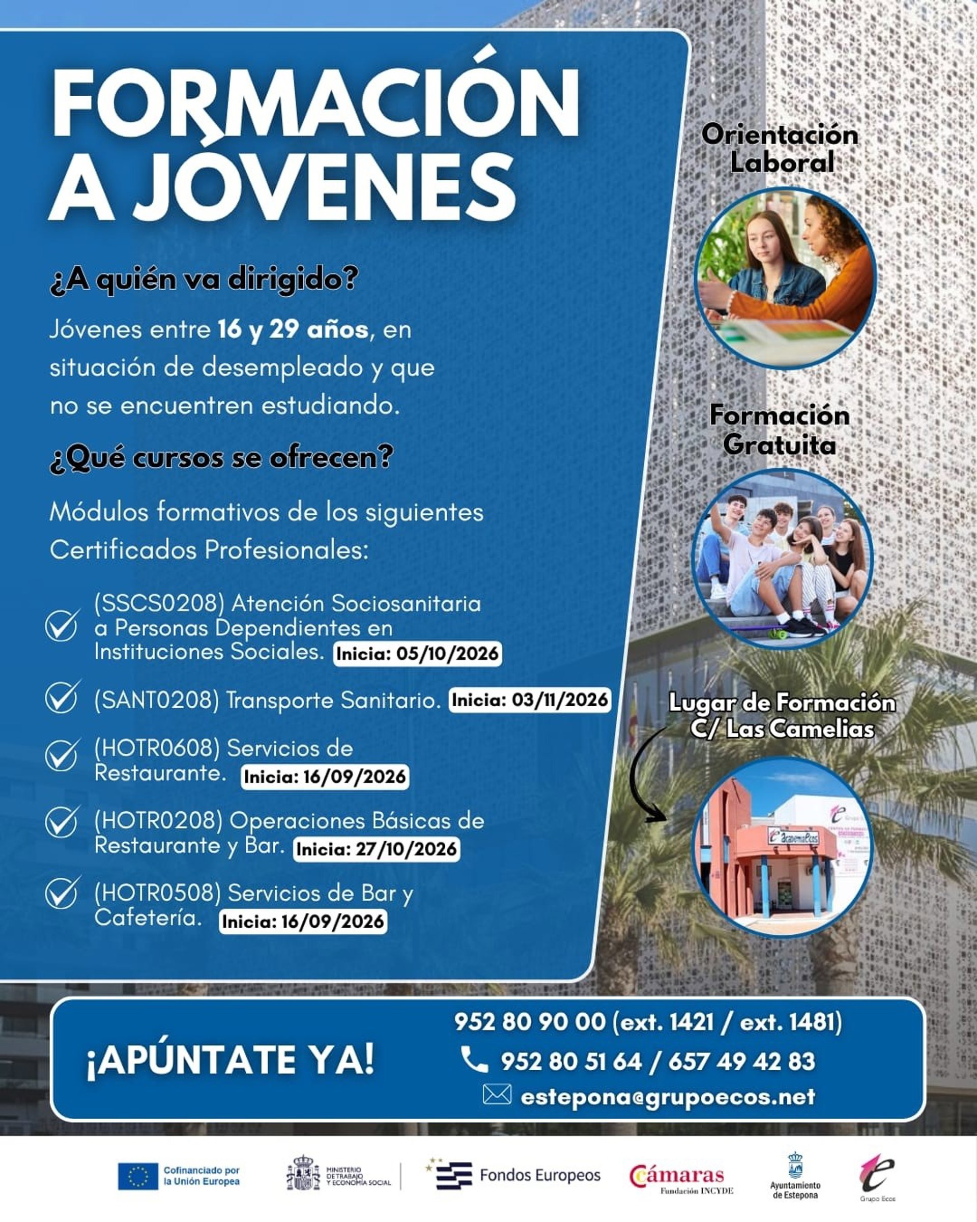 El Ayuntamiento de Estepona impulsa cursos de formación gratuitos para mejorar la empleabilidad juvenil