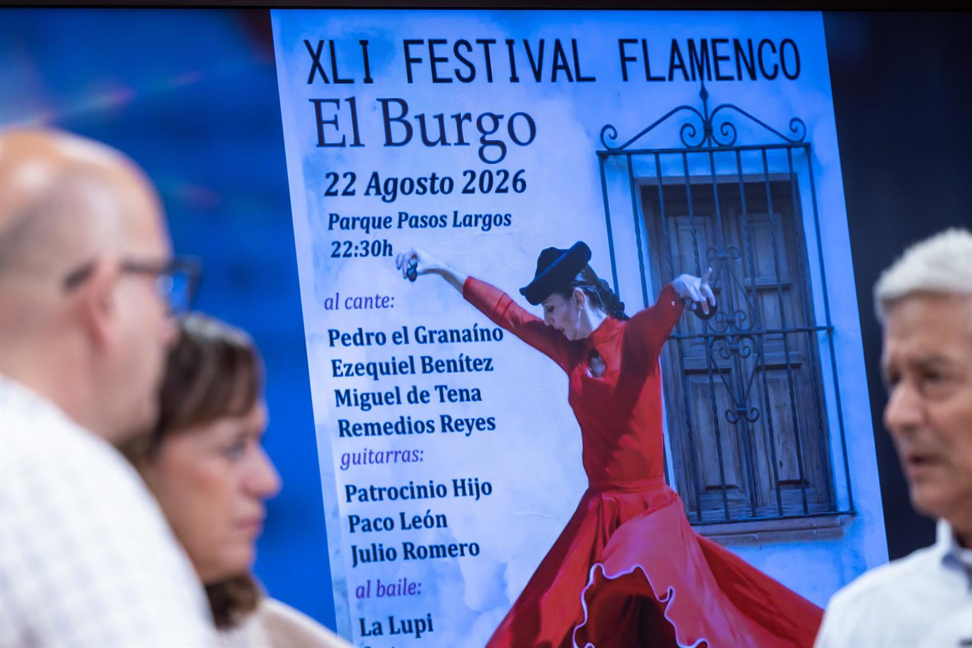 Pedro el Granaíno, Ezequiel Benítez, Miguel de Tena, Remedios Reyes y La Lupi, en Festival Flamenco de El Burgo