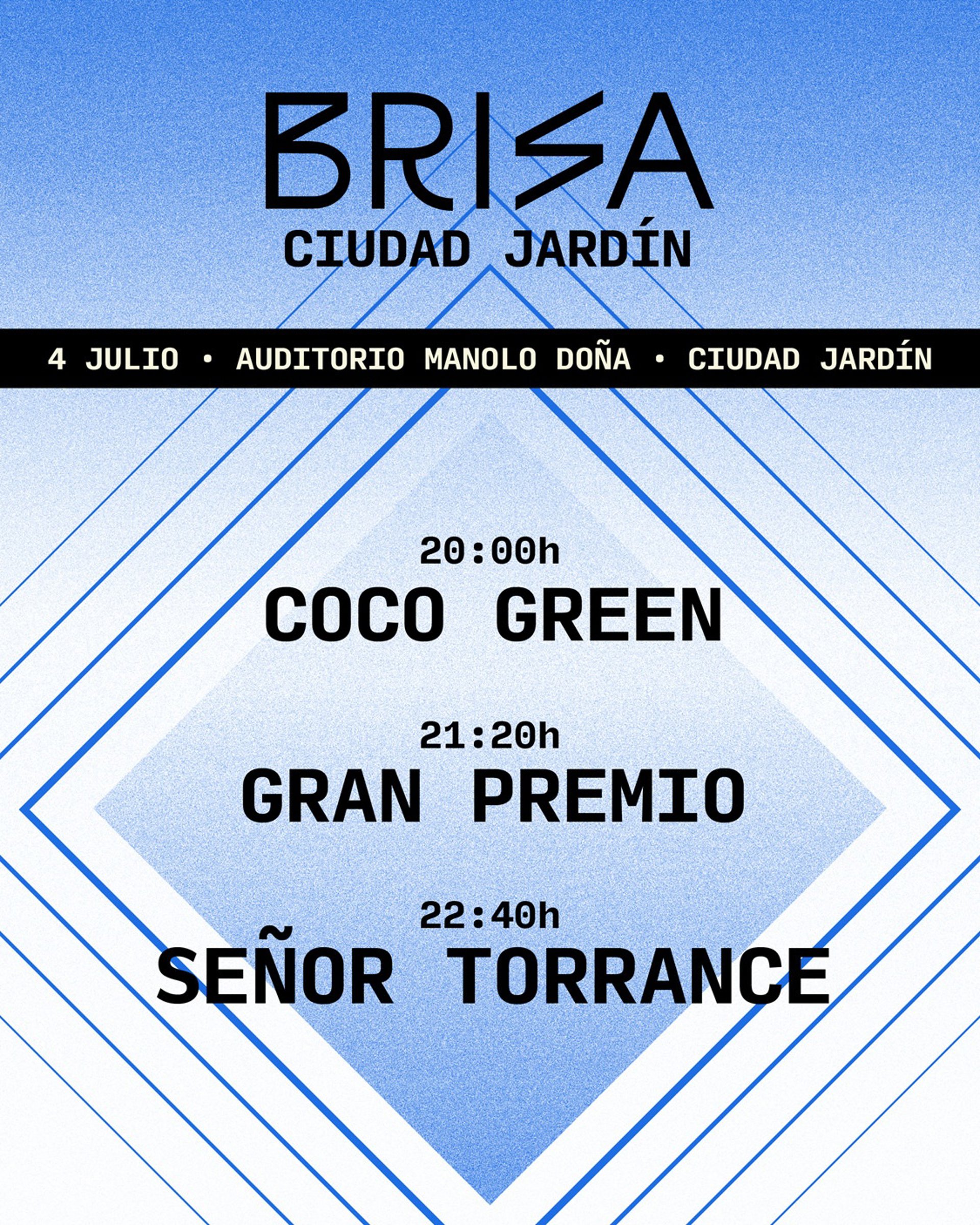 Coco Green, Gran Premio y Señor Torrance serán los protagonistas este sábado de Brisa Ciudad Jardín
