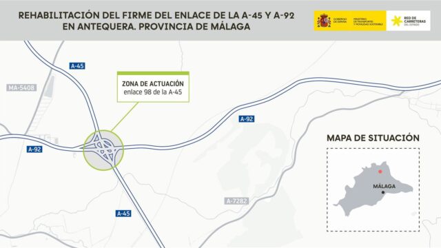 El Gobierno licita por 605.000 euros la rehabilitación de la carretera que enlaza la A-45 y A-92 en Antequera