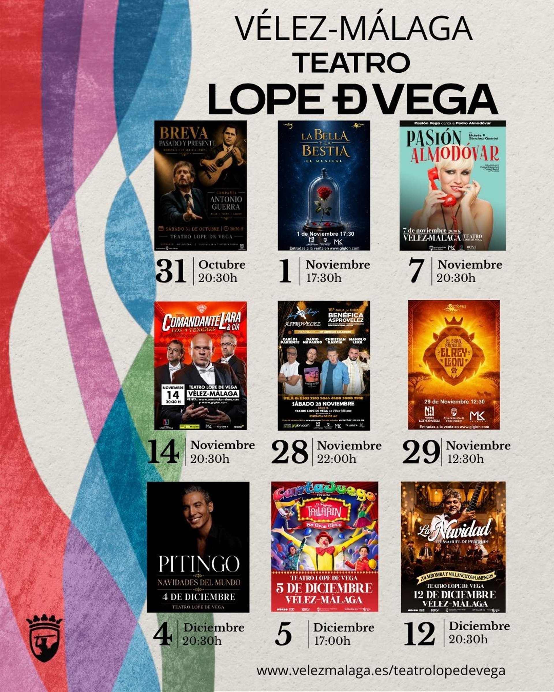 El Teatro Lope de Vega de Vélez-Málaga encara el final de 2026 con espectáculos musicales, conciertos y humor