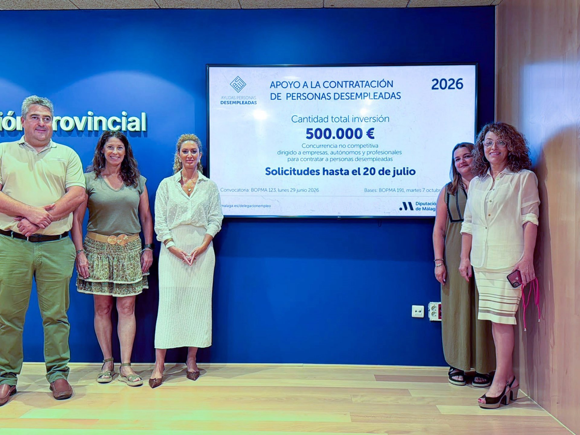 La Diputación de Málaga destinará 500.000 euros para seguir apoyando la contratación de personas desempleadas