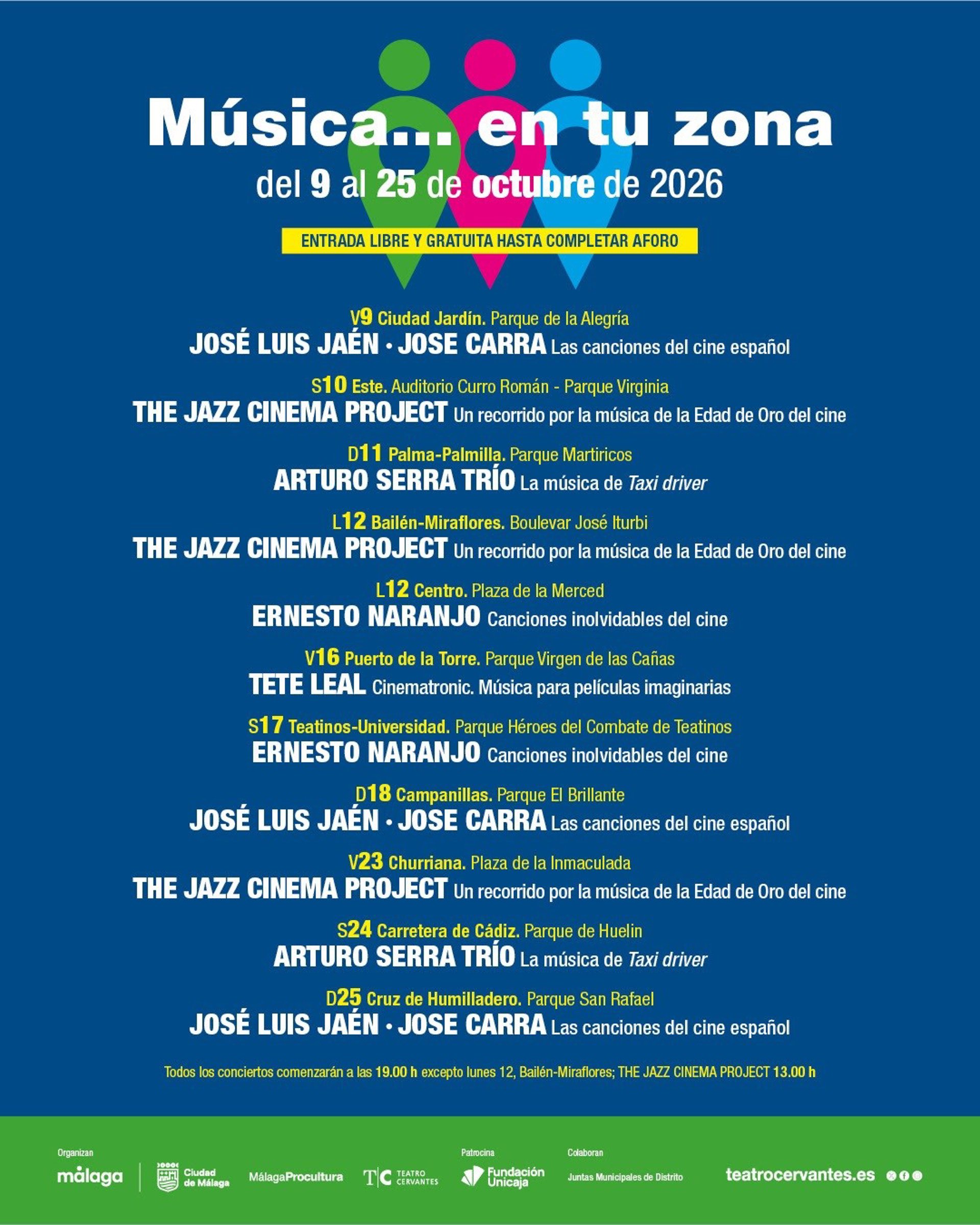 El ciclo 'Música...en tu zona' lleva en octubre conciertos de cine a los once distritos de la capital